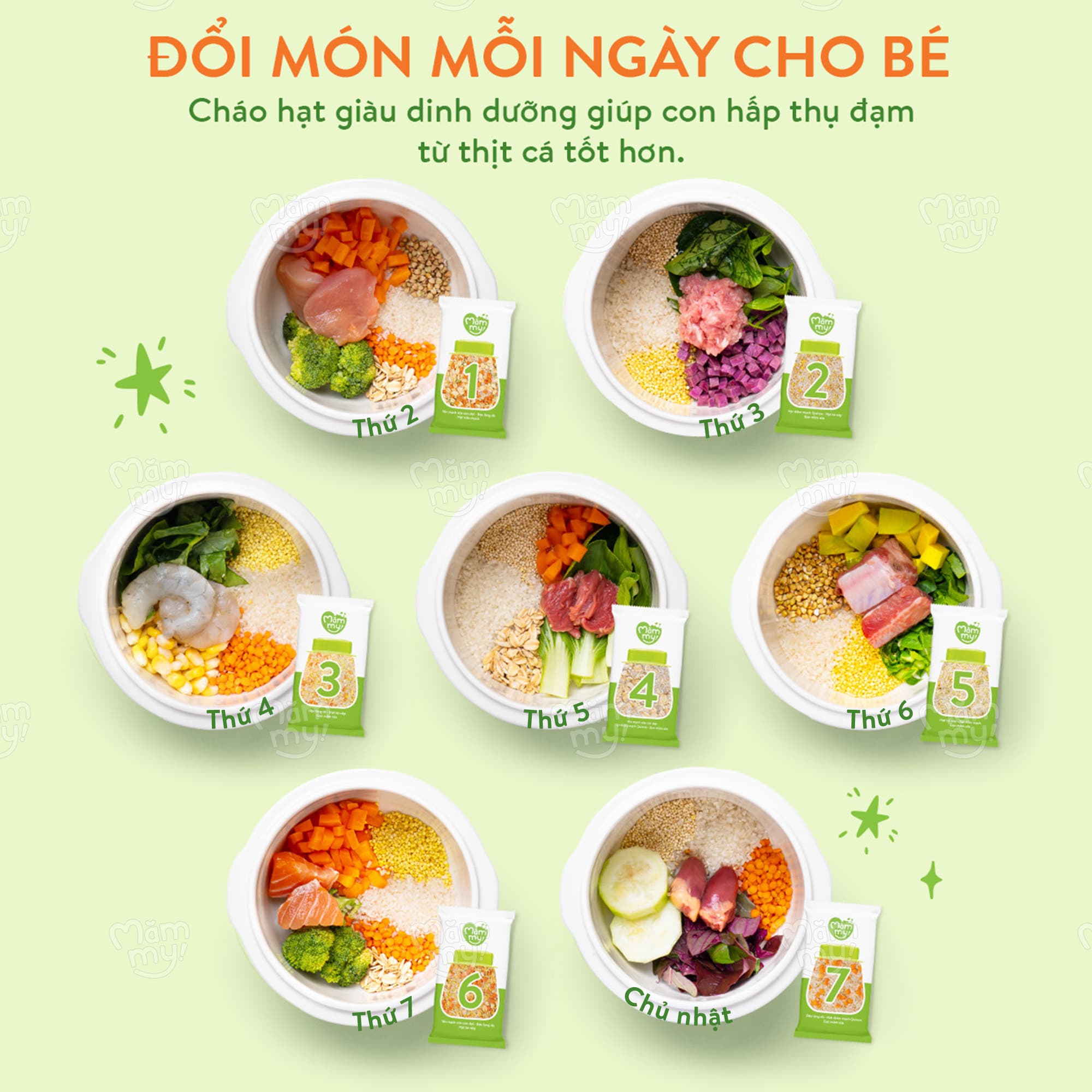Cháo gạo sữa mix hạt - Gói 50g [Tặng Sách công thức nấu cháo] 6