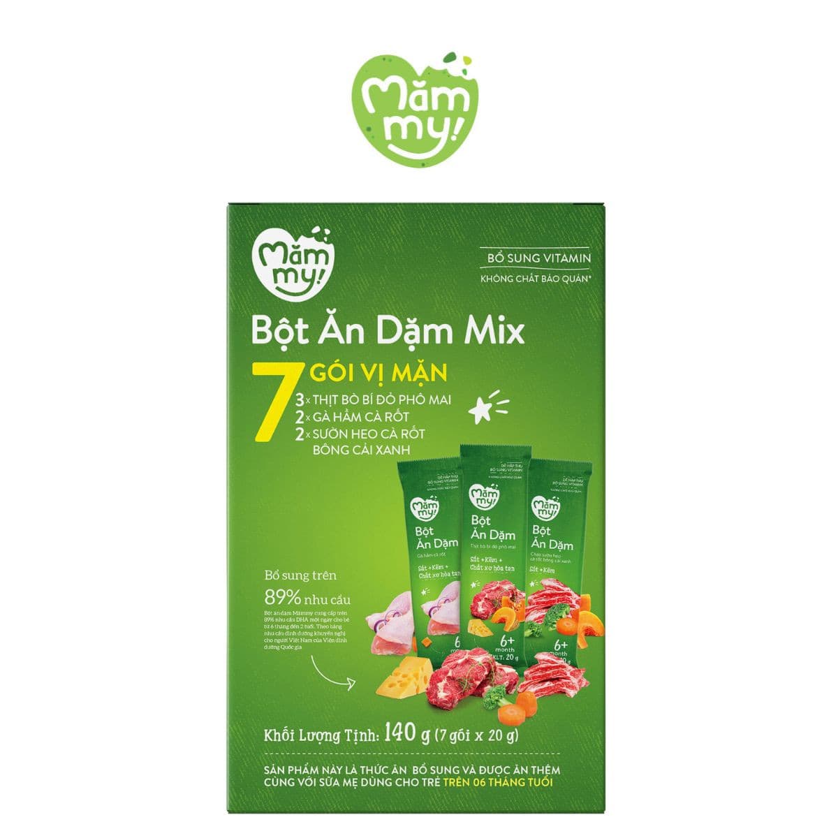 Bột ăn dặm Mix 7 gói vị mặn - Hộp 140g