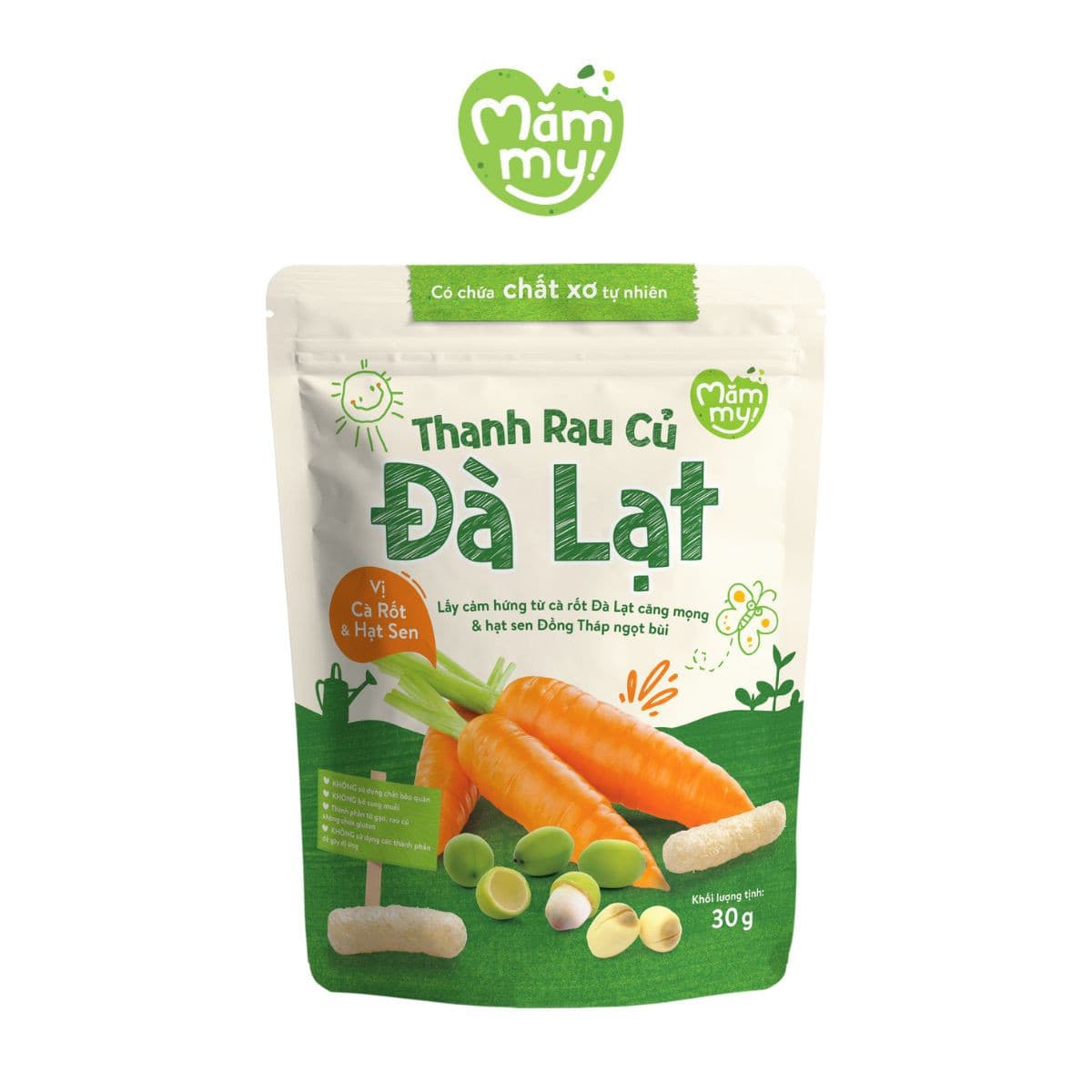 Bánh thanh rau củ Đà Lạt vị Cà Rốt & Hạt Sen 30 g