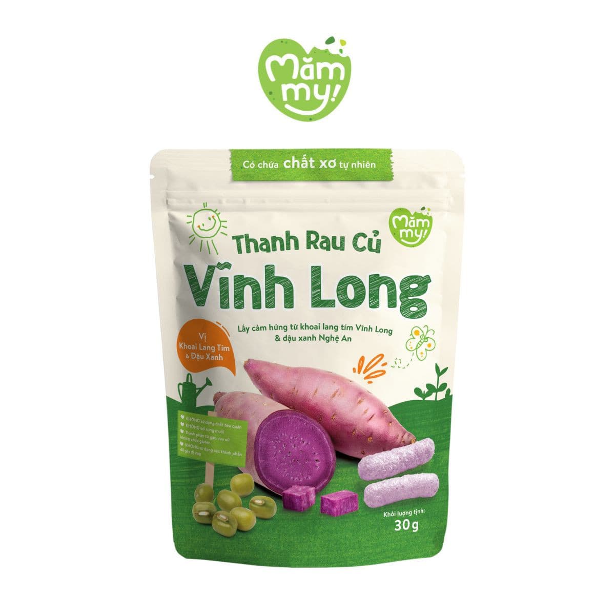 Bánh thanh rau củ Vĩnh Long vị Khoai Lang Tím & Đậu Xanh 30 g