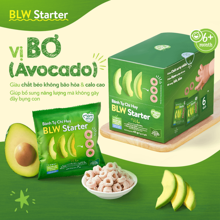 Bánh Tự Chỉ Huy – BLW Starter vị Bơ 42 g (7 g x 6 gói) 7