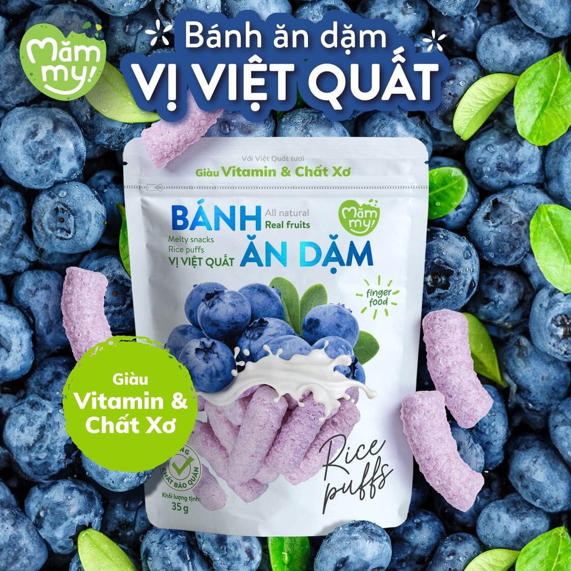Bánh ăn dặm vị việt quất - Túi 35g 2