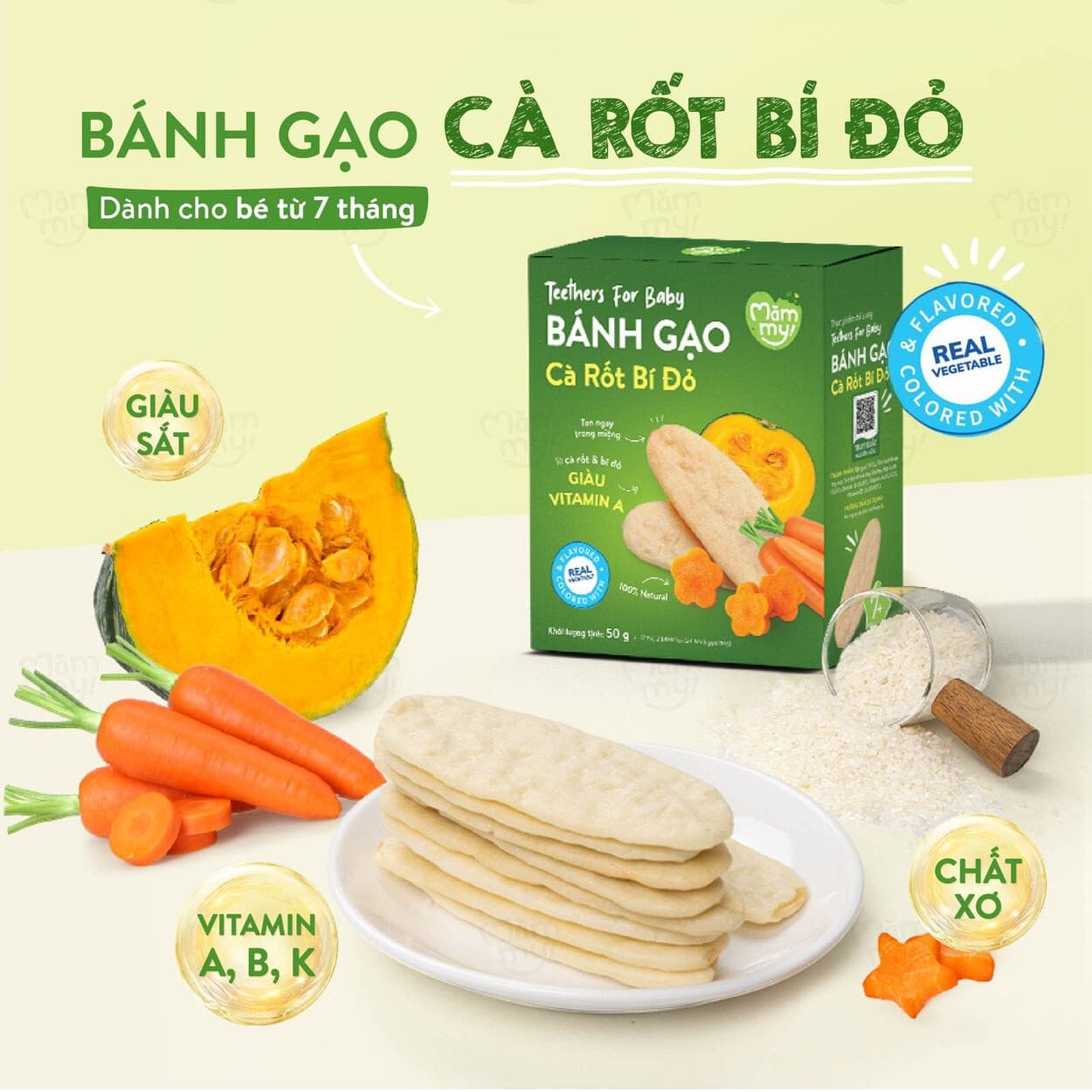 Bánh gạo Cà Rốt Bí Đỏ - 50 g 2