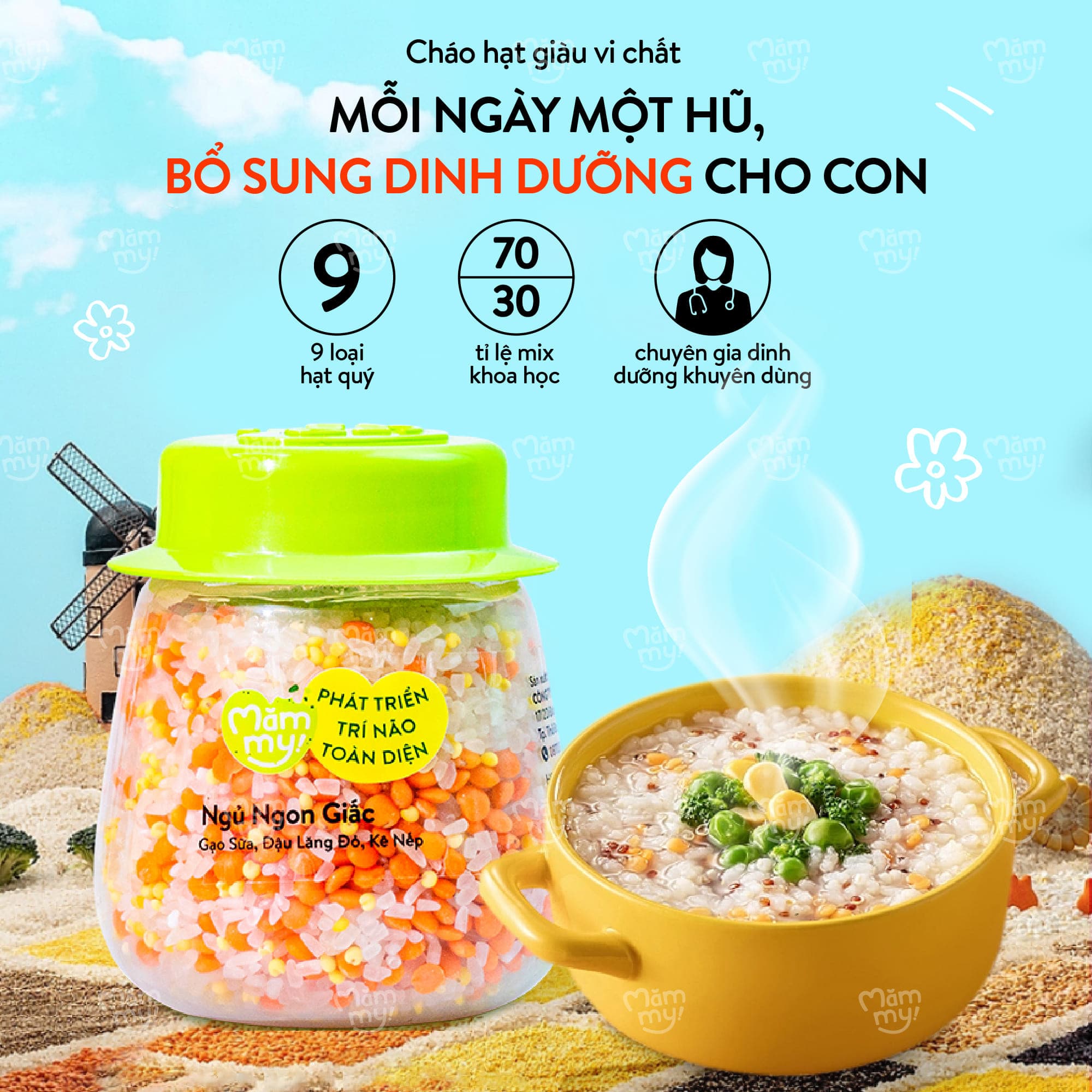 Set 9 hũ hạt mix gạo sữa nấu cháo [Tặng 9 hũ gạo sữa] 9