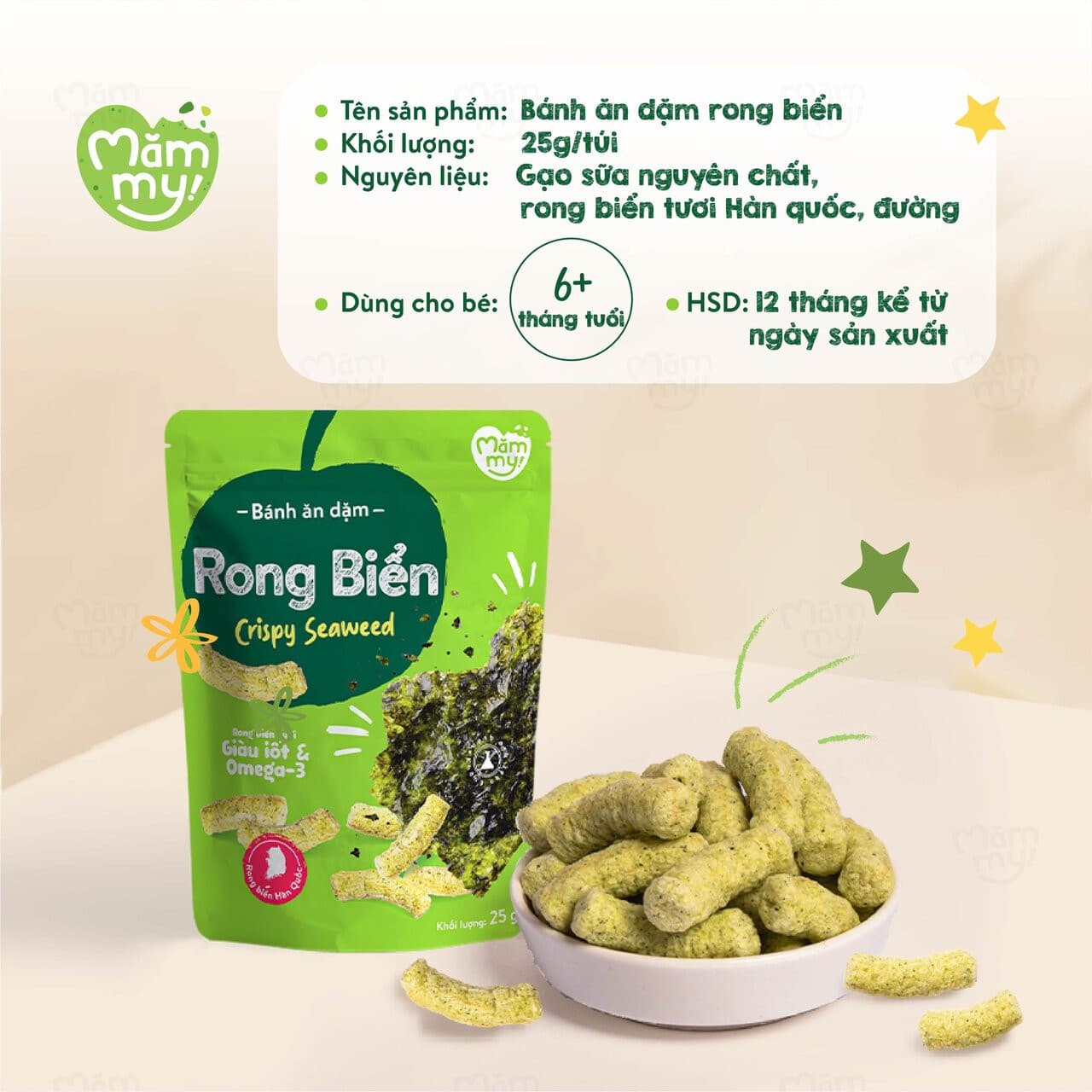 Bánh ăn dặm vị rong biển - Túi 25g 2
