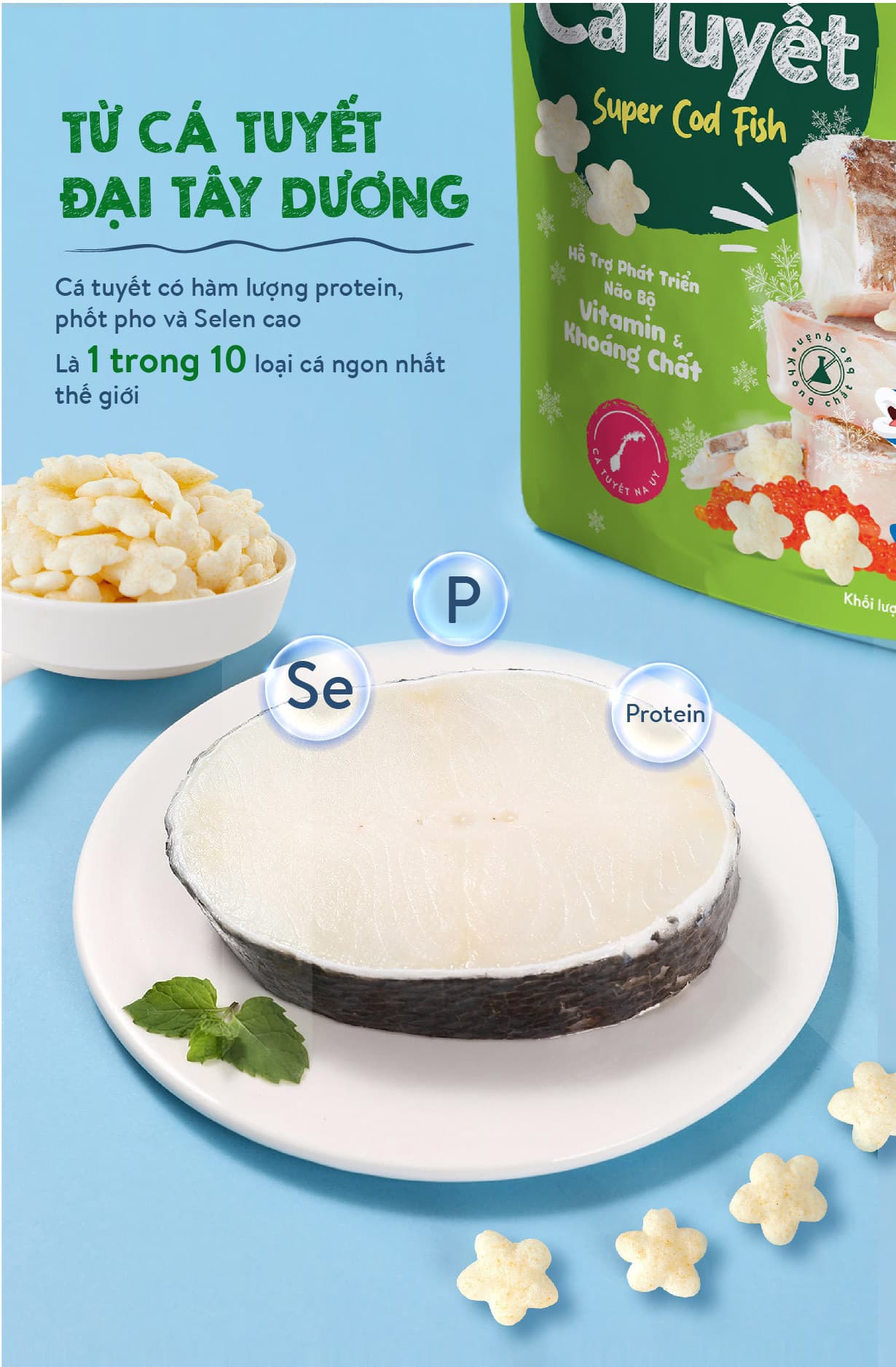 Bánh ăn dặm vị cá tuyết - Túi 25g 12