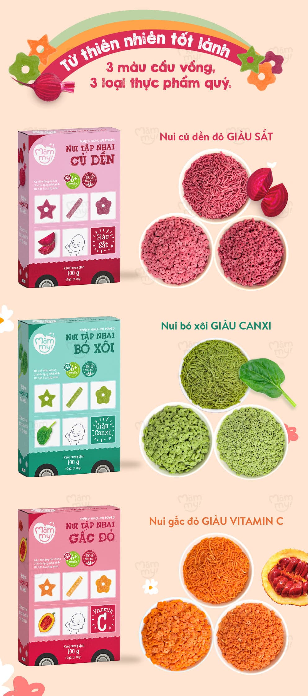 Nui bó xôi mini tập nhai - Hộp 100g 9