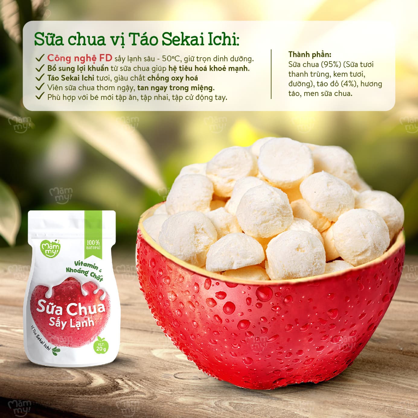 Sữa chua sấy Vị Táo Sekai Ichi  - Túi 20g 17
