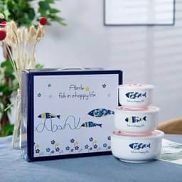 [QUÀ TẶNG] BỘ 3 THỐ SỨ IN HÌNH HOA VĂN