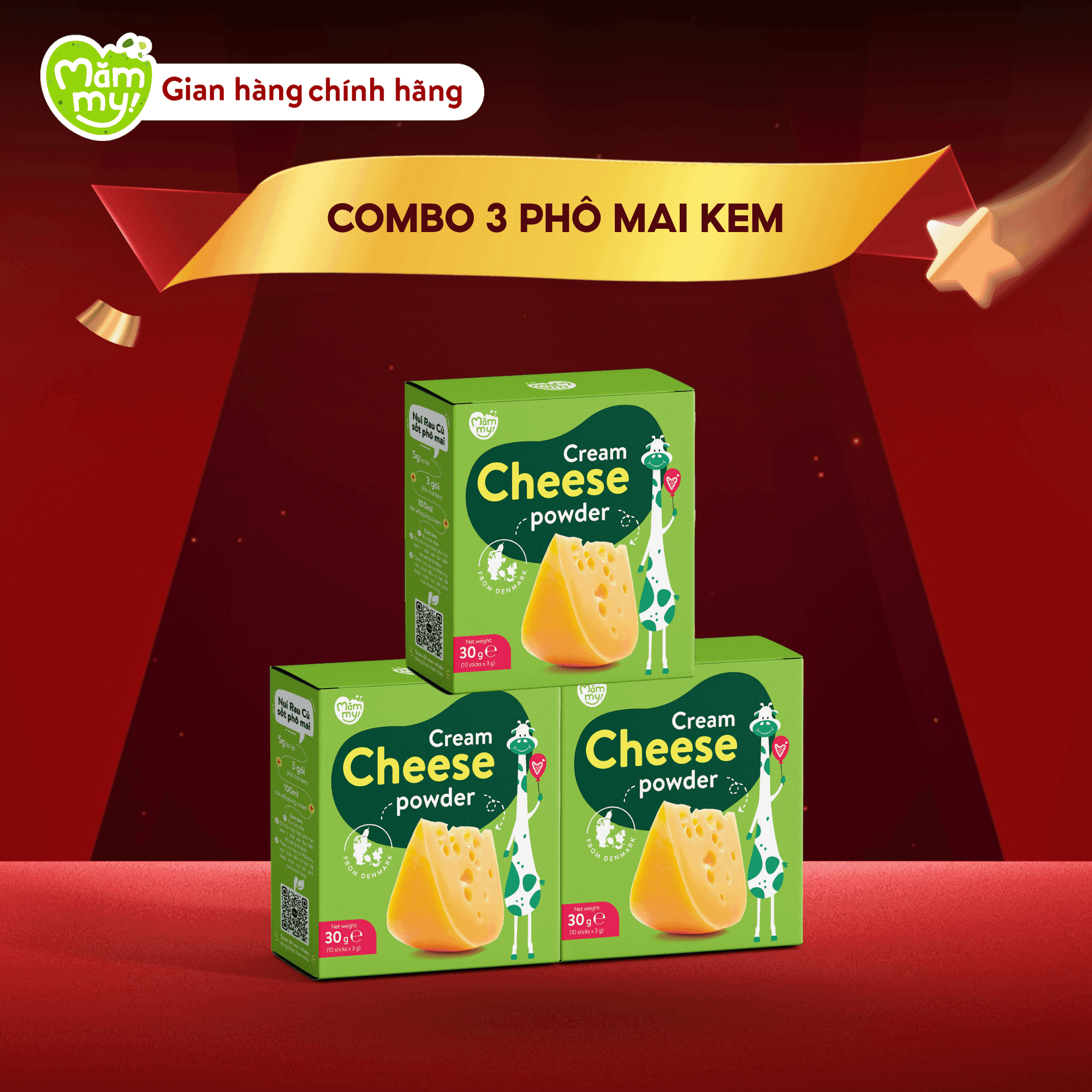 Combo 3 Phô mai kem-Tặng 3 bánh túi 25G 3