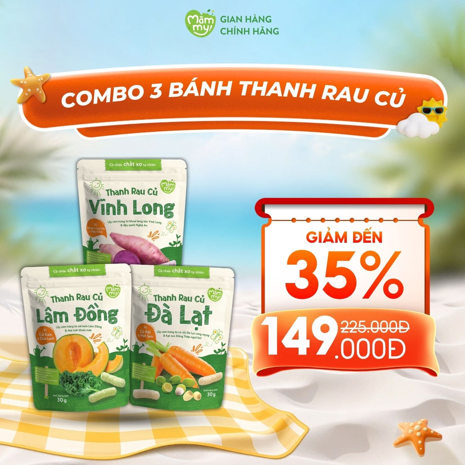 Combo 3 bánh ăn dặm thanh rau củ