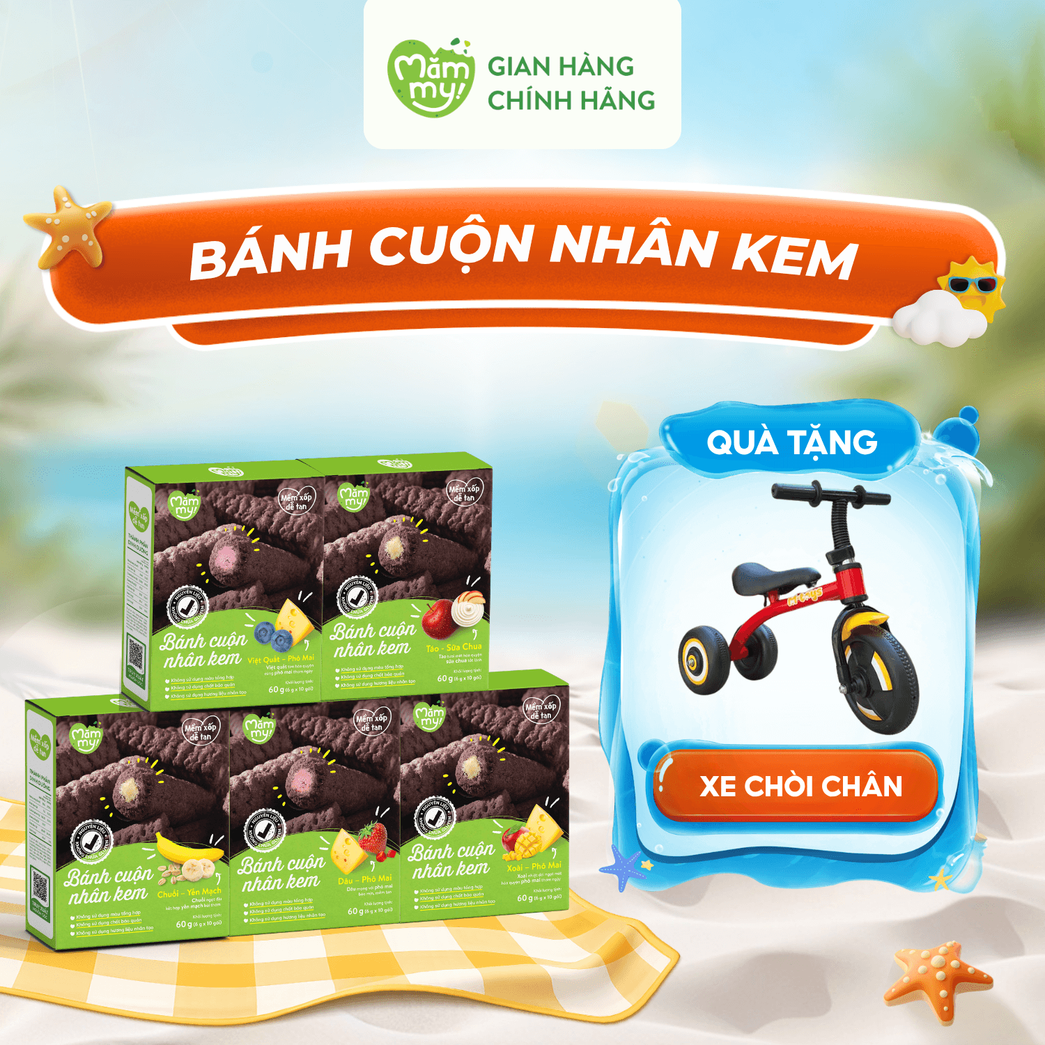 Combo 5 Bánh ăn dặm cuộn nhân kem