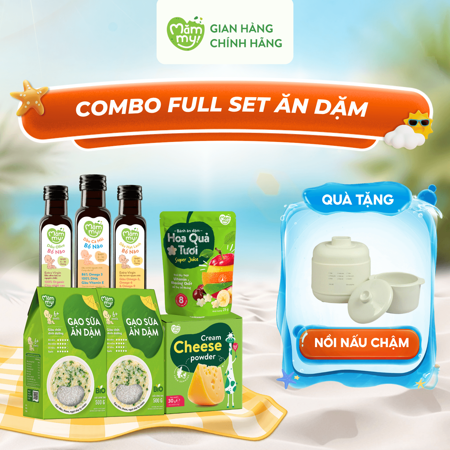Combo Full Set Ăn Dặm - Tặng Nồi nấu chậm