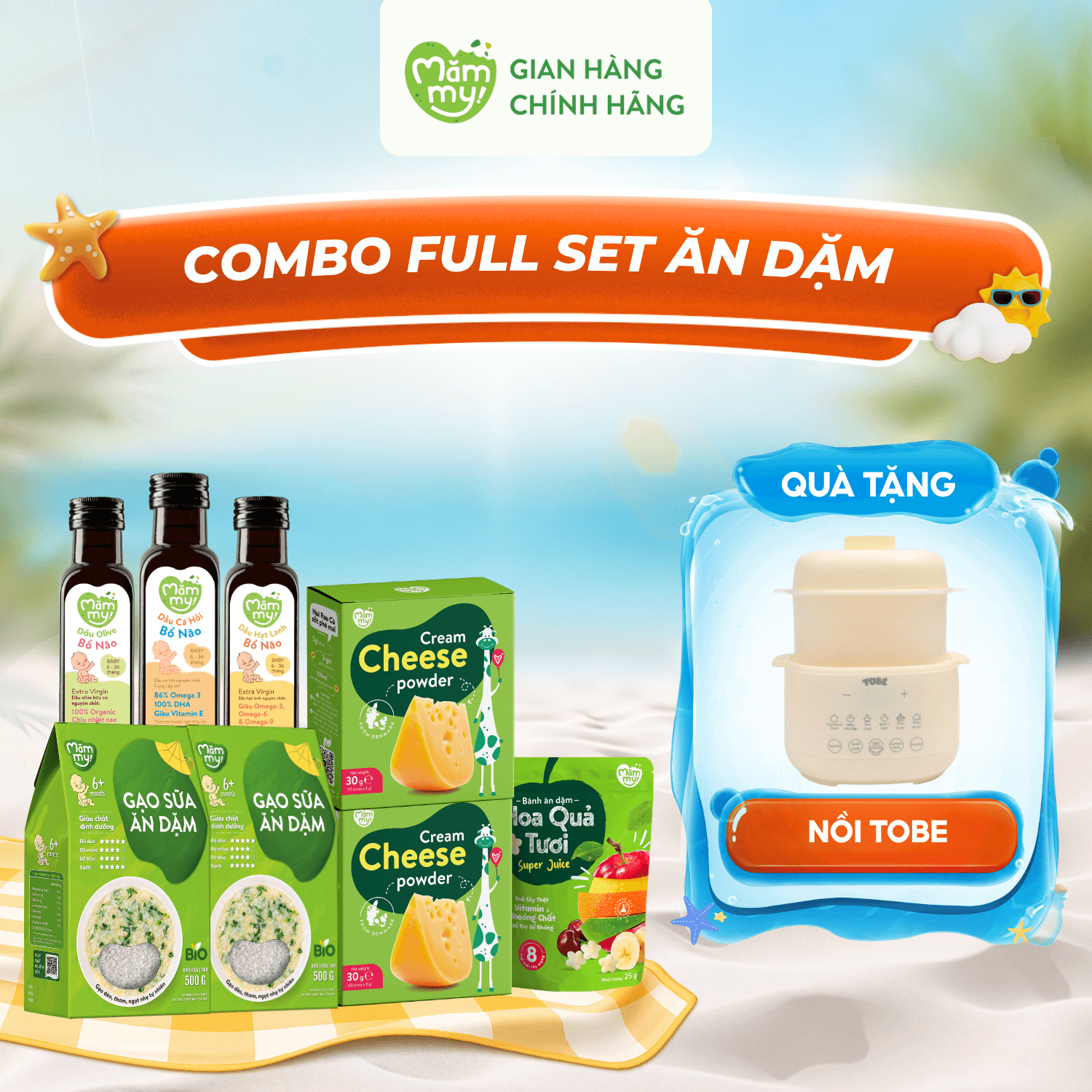 Combo Full Set Ăn Dặm - Tặng Nồi nấu chậm Tobe + Voucher 100k (Cho 10 deal đầu tiên)