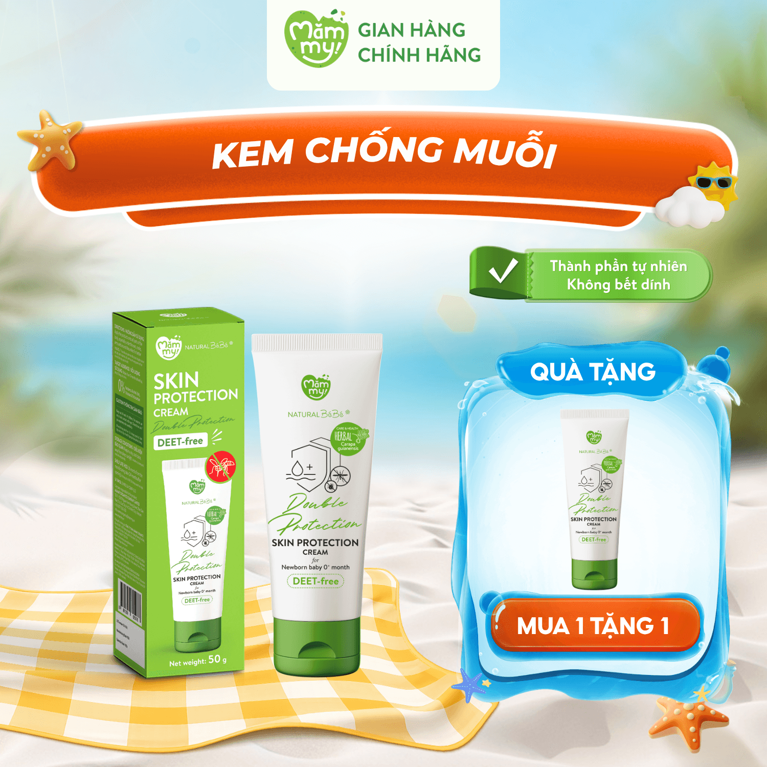 [DATE 2028] Kem chống muỗi, côn trùng - Tuýp 50gr [MUA 1 TẶNG 1 + đồng hồ đuổi muỗi]