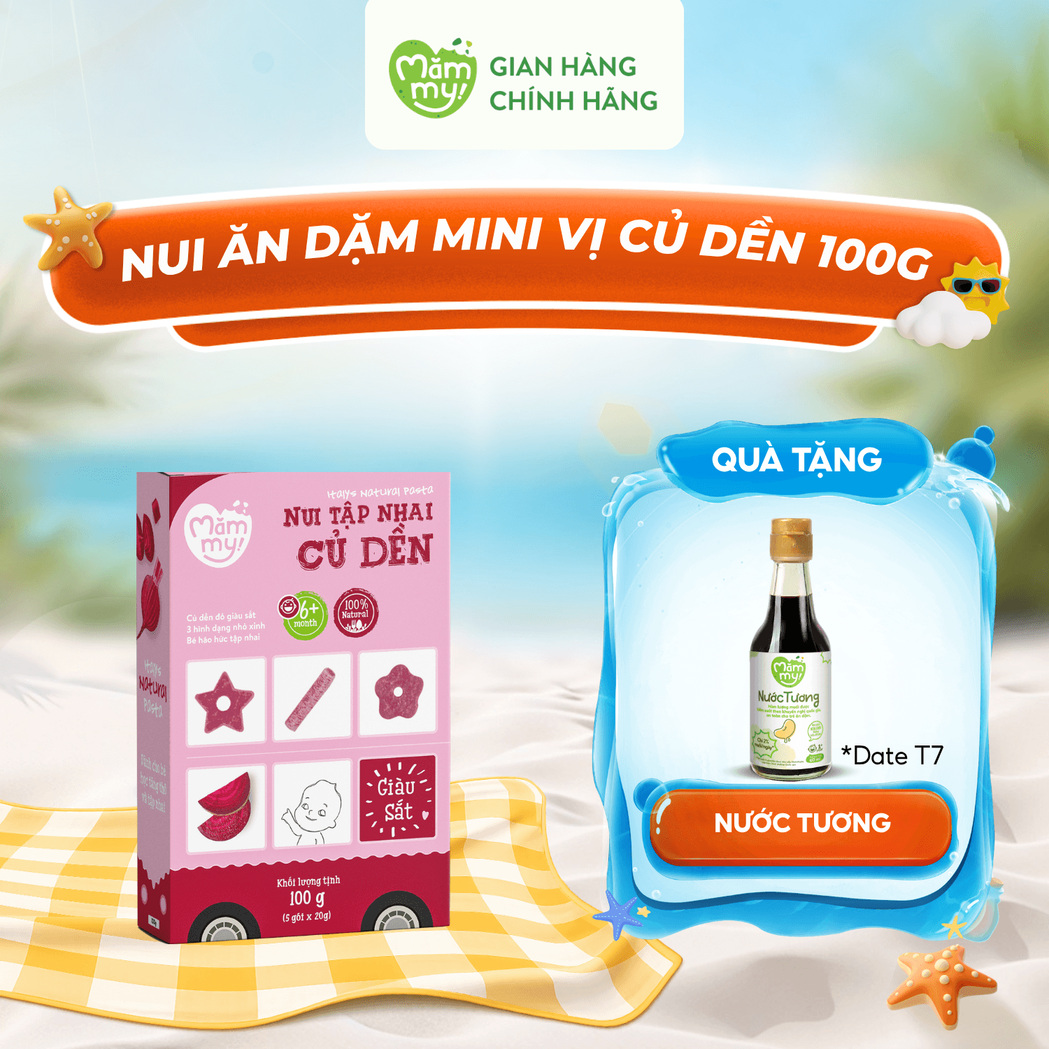 Nui củ dền mini tập nhai - Hộp 100g
