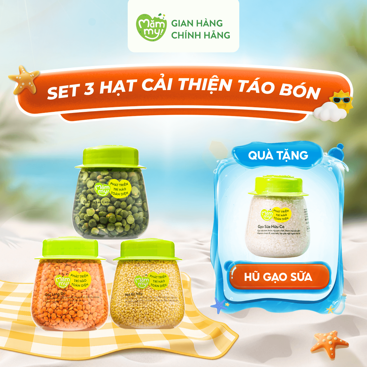 Set 3 hũ hạt kê nếp, lăng đỏ, hà lan - Hỗ trợ cải thiện táo bón