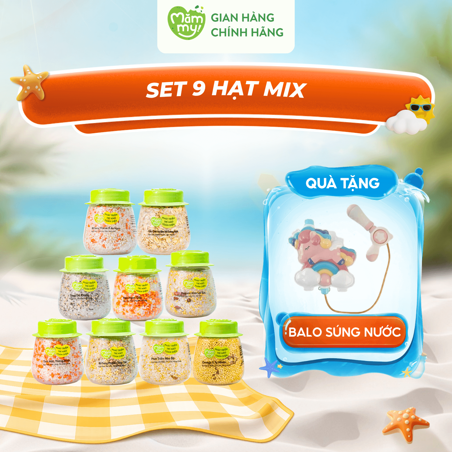 Set 9 hũ hạt mix gạo sữa nấu cháo - Tặng Balo Súng Nước