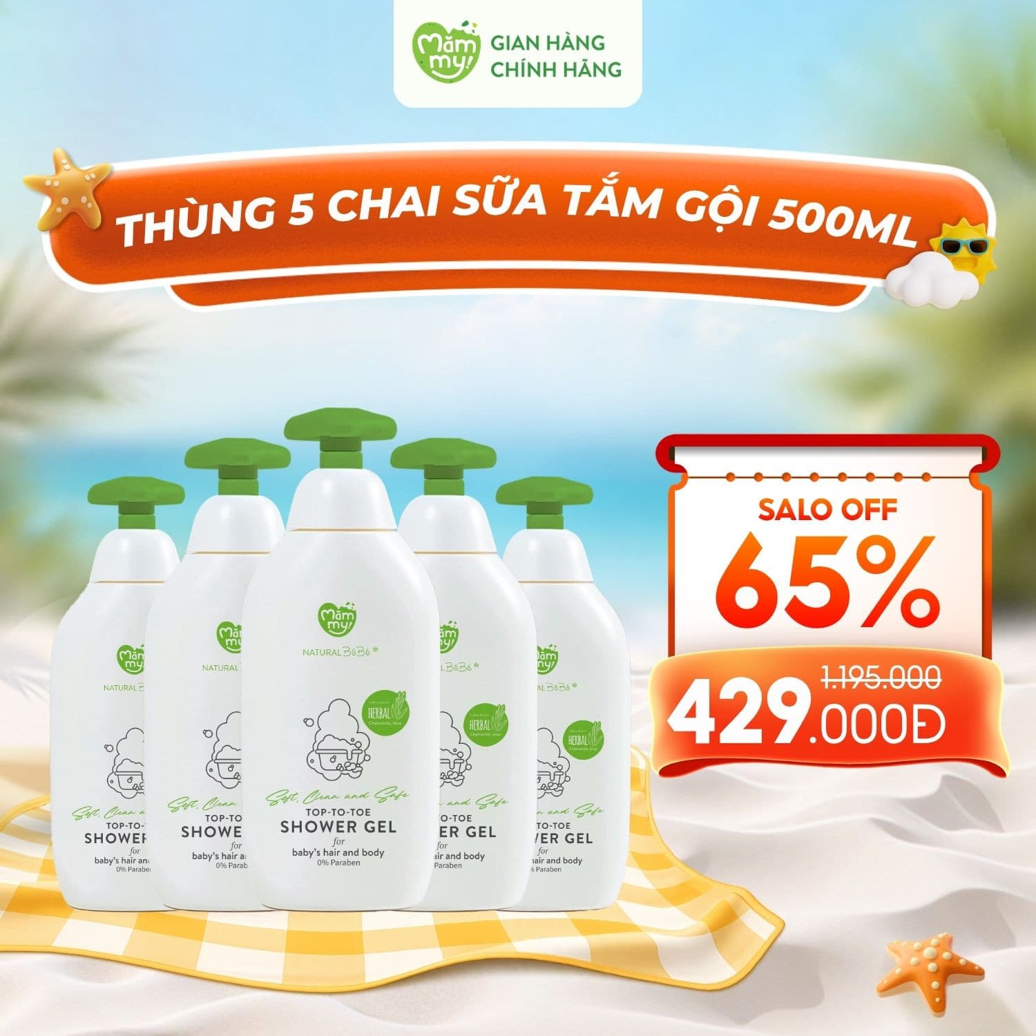 [DATE 2027] Combo 5 gel sữa tắm thảo dược - Chai 500ml