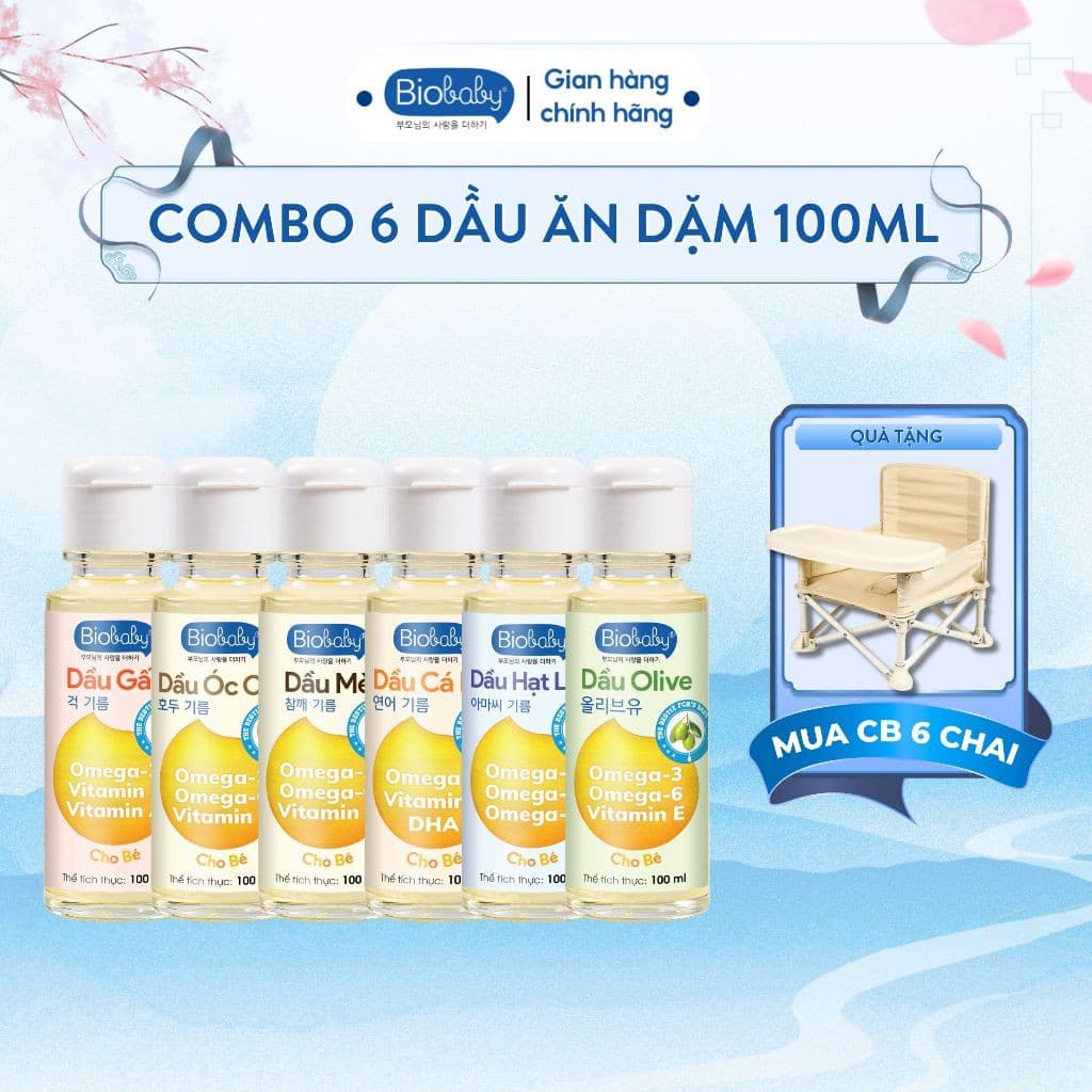 [20.4] Combo 3 dầu ăn dặm Biobaby chai 100ml -Tặng Đàn phát nhạc 2