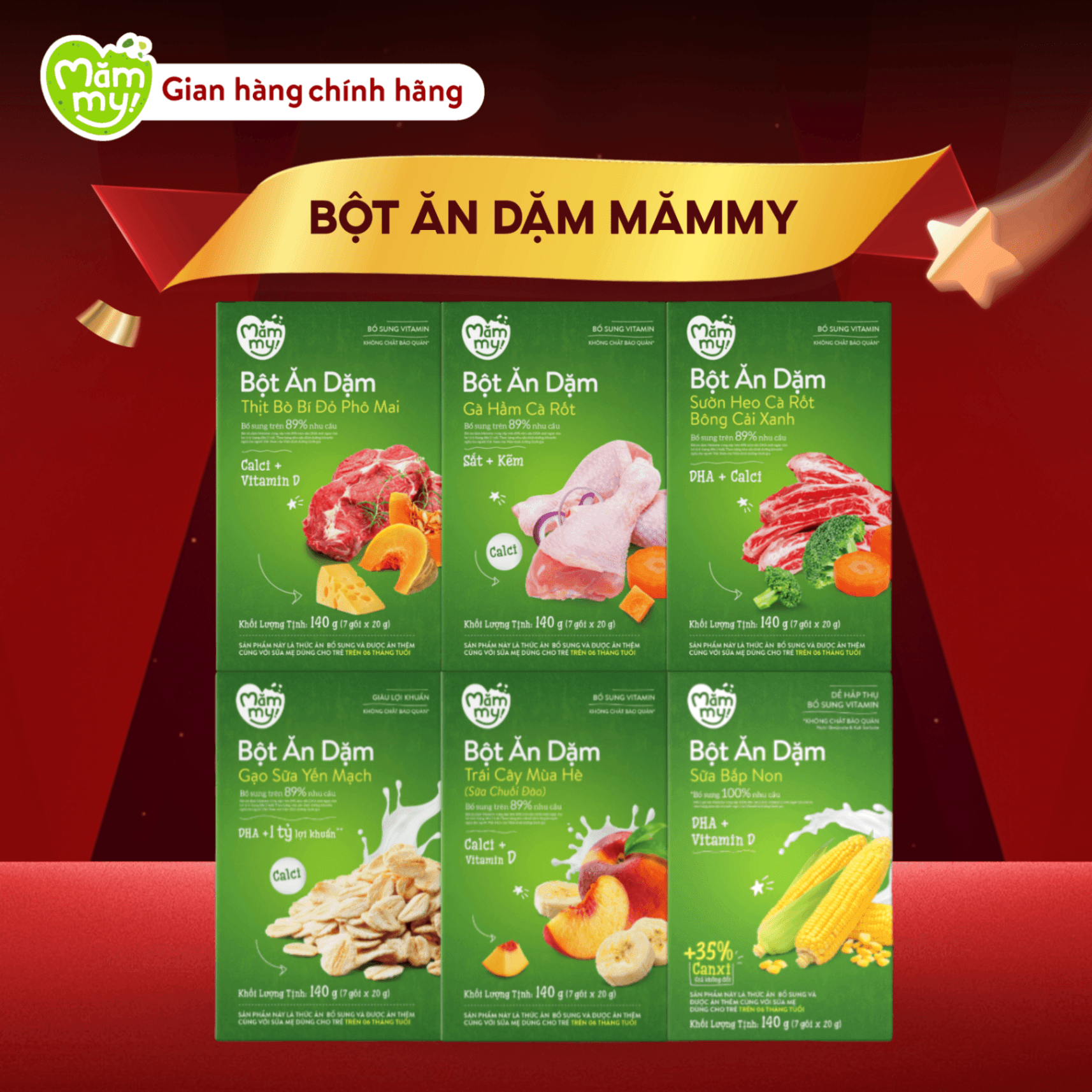 Combo 6 hộp bột ăn dặm (đủ vị) - Tặng ghế ăn dặm gấp gọn 3