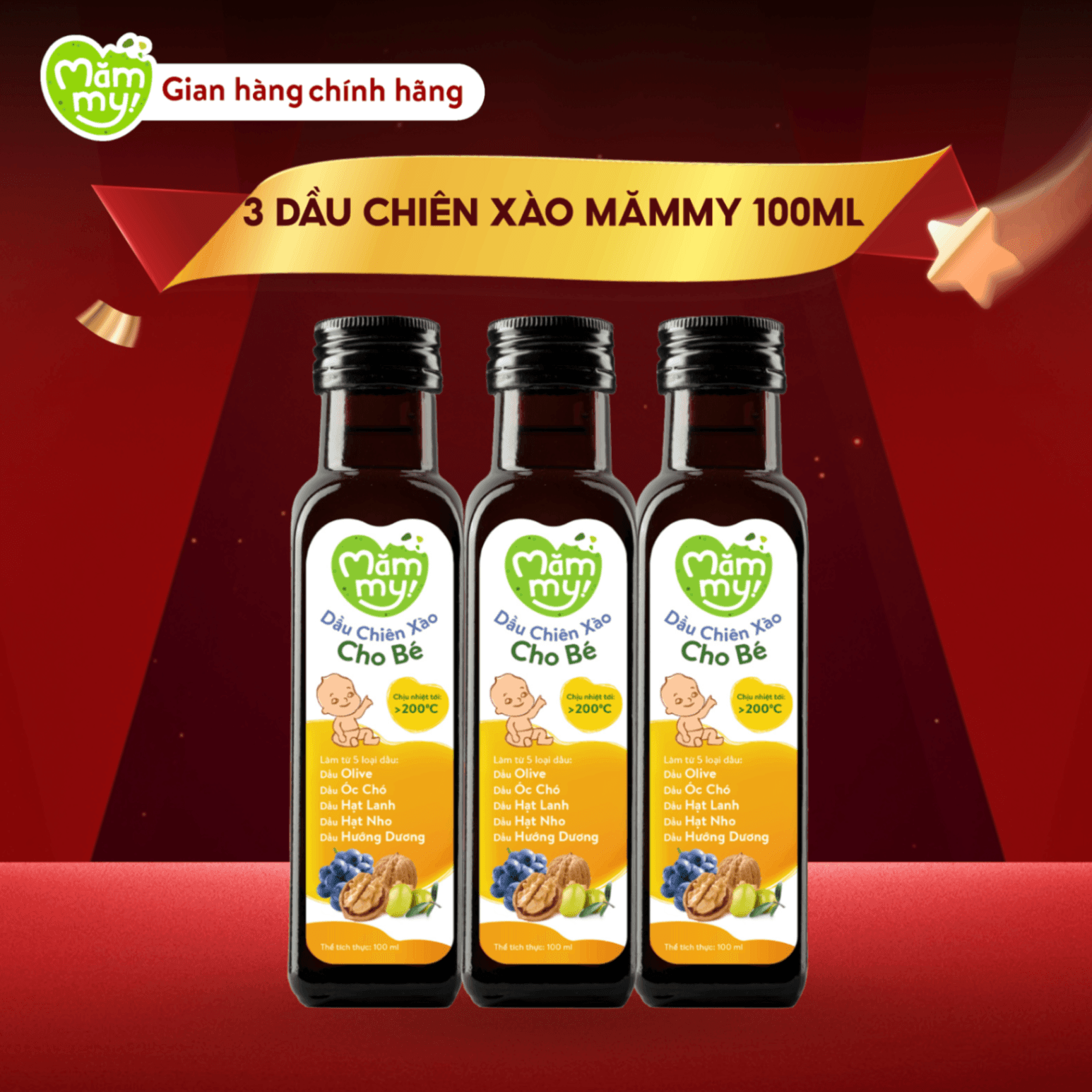 Combo 3 Dầu Chiên Xào Mămmy 100ML - Tặng QUẠT TÍCH ĐIỆN KẸP BÀN 3