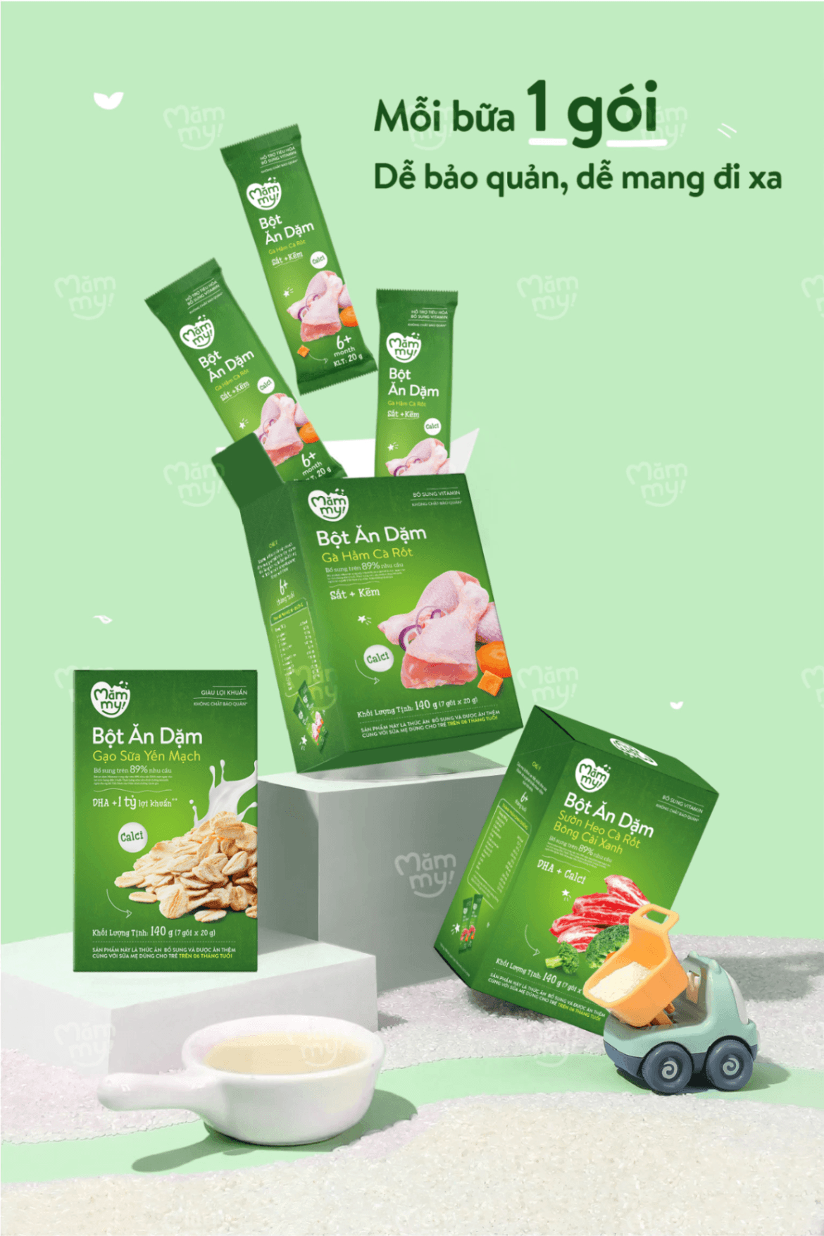 Combo 6 hộp bột ăn dặm (đủ vị) - Tặng ghế ăn dặm gấp gọn 10