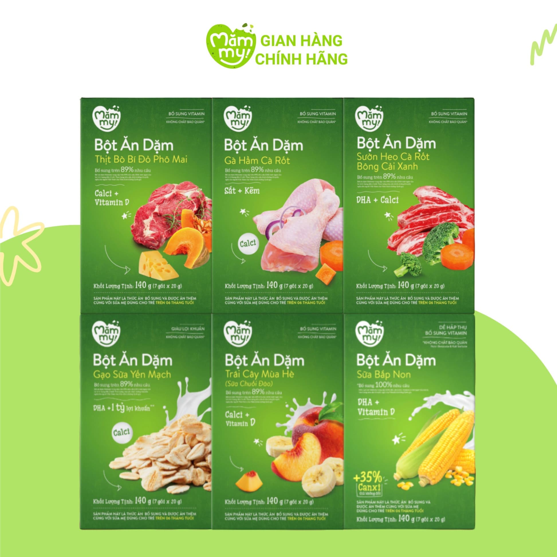 Combo 6 hộp bột ăn dặm (đủ vị) - Tặng ghế ăn dặm gấp gọn 2