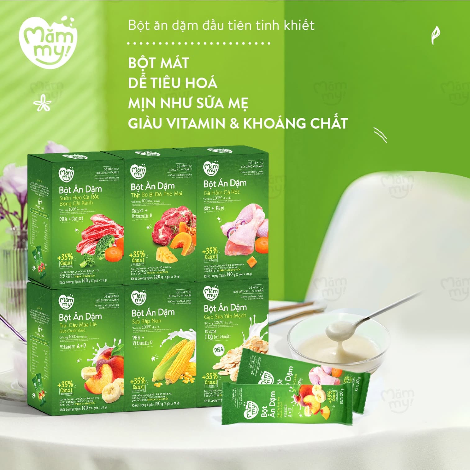 Combo 6 hộp bột ăn dặm (đủ vị) - Tặng ghế ăn dặm gấp gọn 5