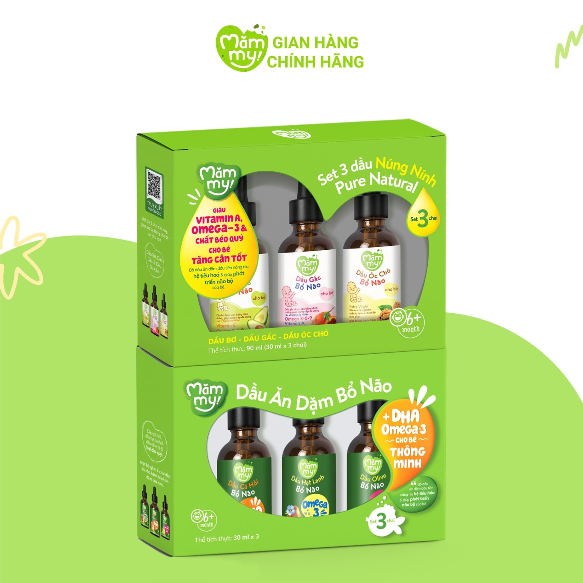 Combo: Set dầu Bổ não 30ml và Núng nính 30ml - Tặng 1 xe con bọ 2