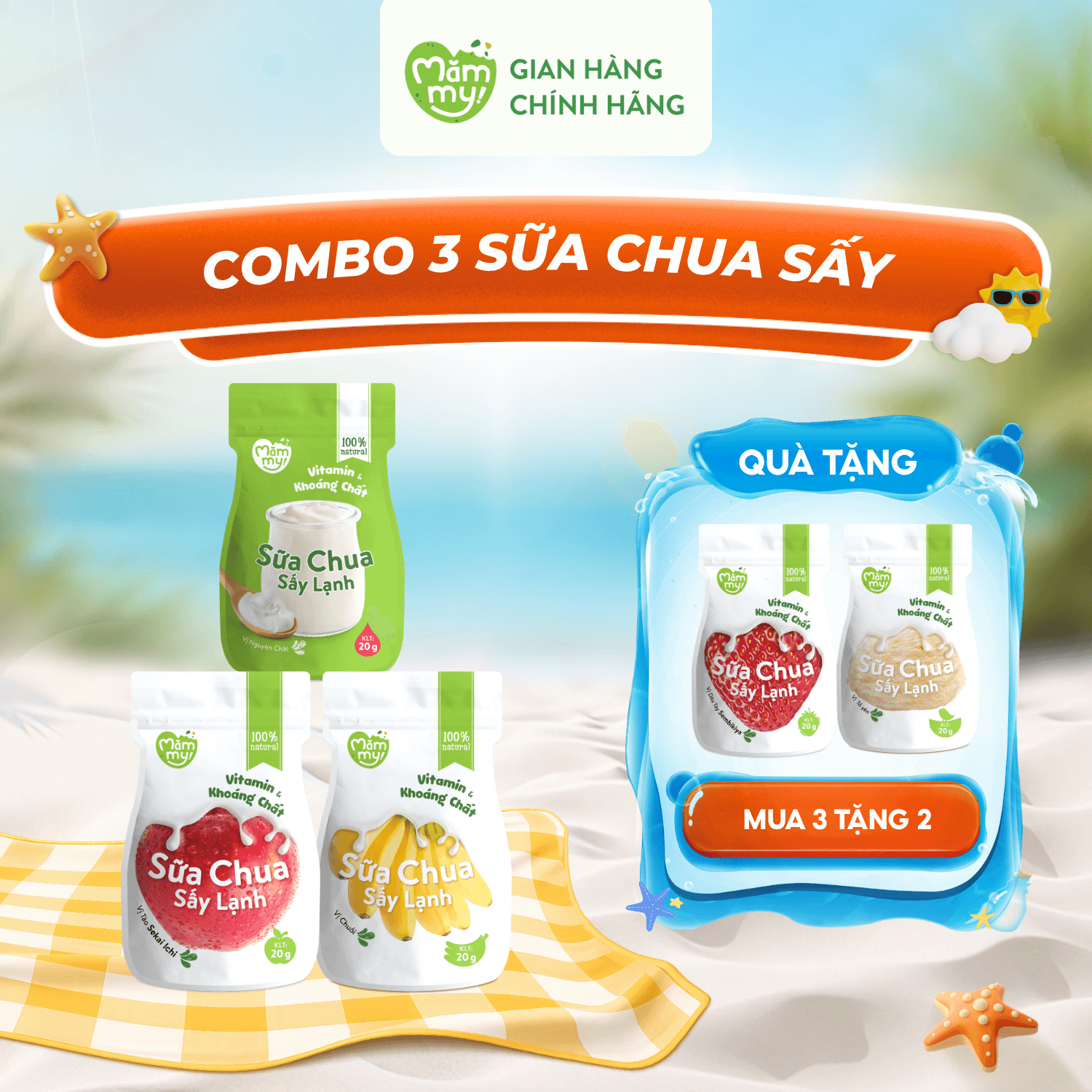 Combo 3 Sữa Chua Sấy Mămmy Túi 20g [MUA 3 TẶNG 2] 1