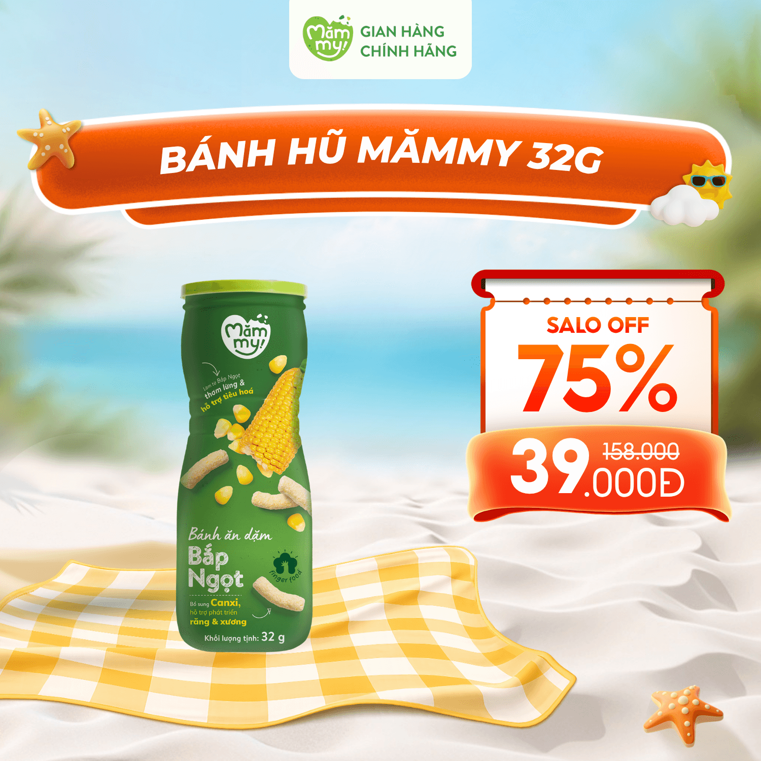 [DATE T7] [ SALE ] Bánh Ăn Dặm Que Vị Bắp Ngọt Mămmy Hũ 32g