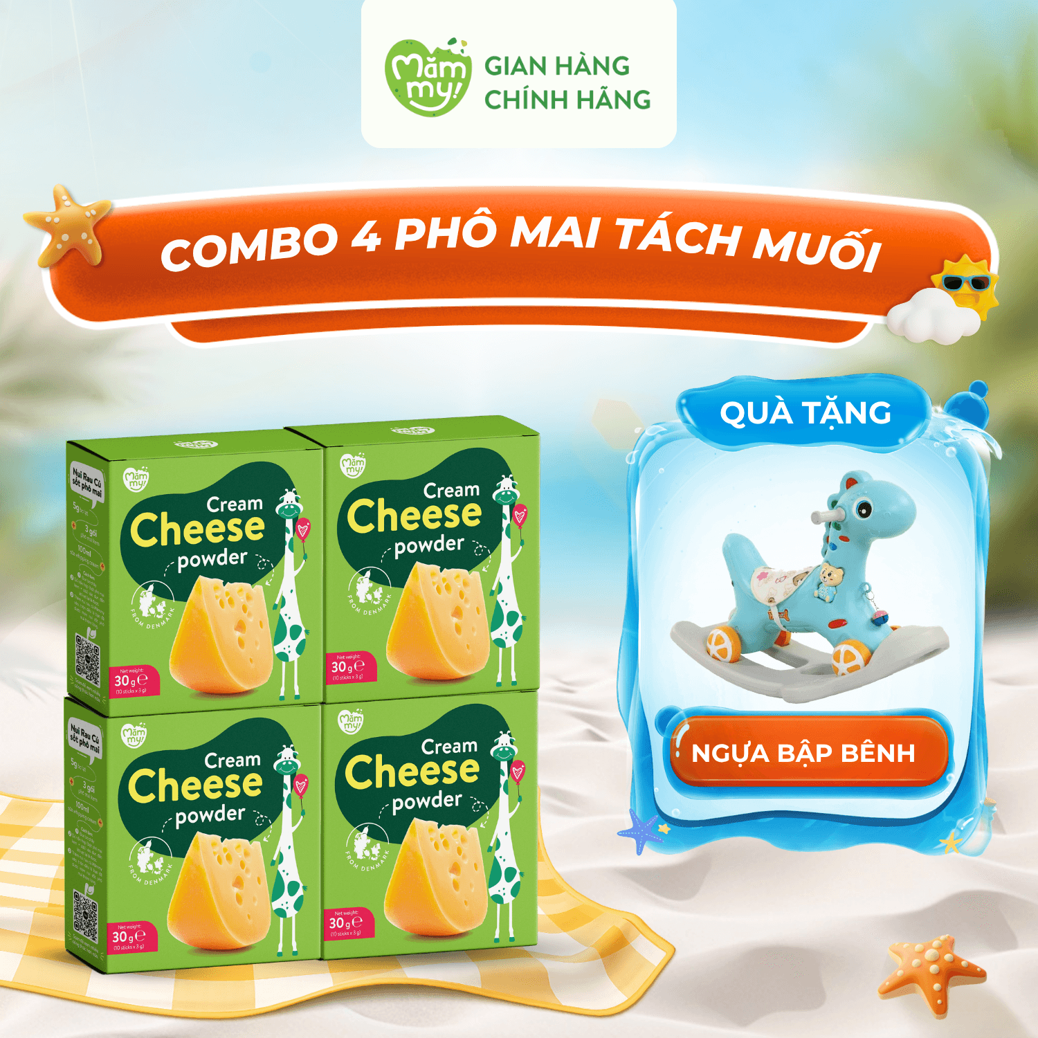 Combo 4 Phô Mai Tách Muối Mămmy - Tặng NGỰA BỆP BÊNH