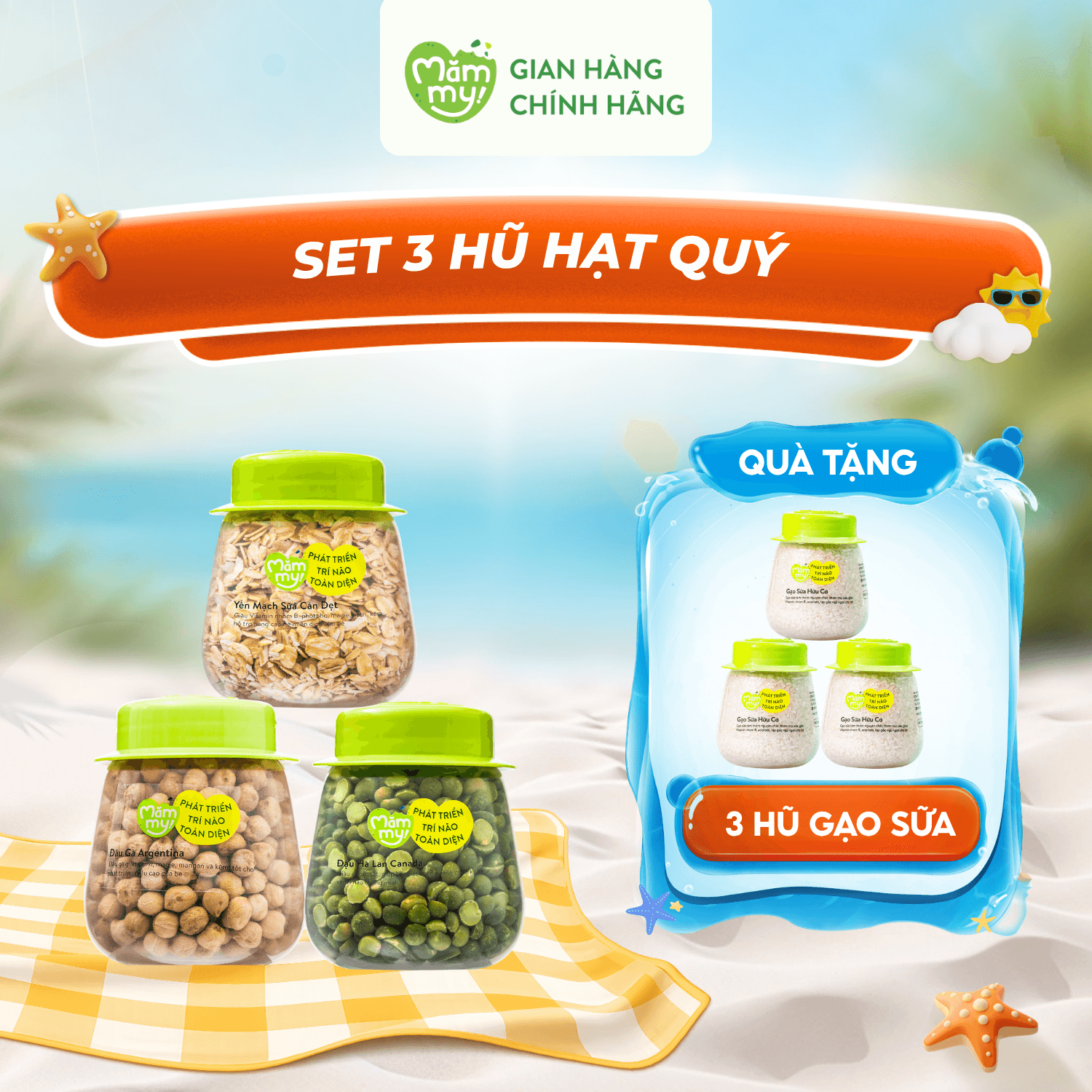 Combo 3 hũ hạt quý-Tặng 3 hũ gạo sữa 1