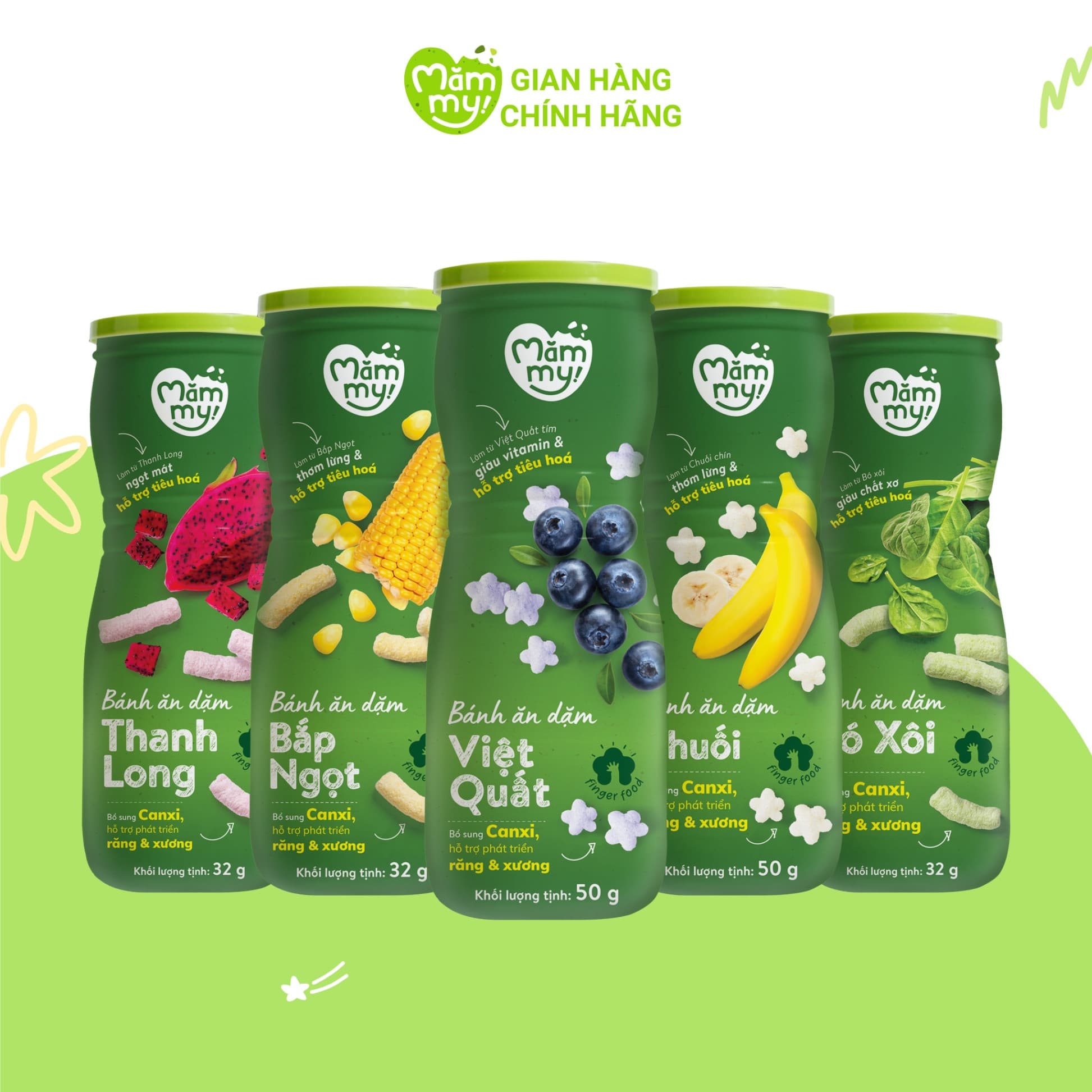 Combo 5 hũ bánh ăn dặm Mămmy - Tặng XE CHÒI TÊ GIÁC 2