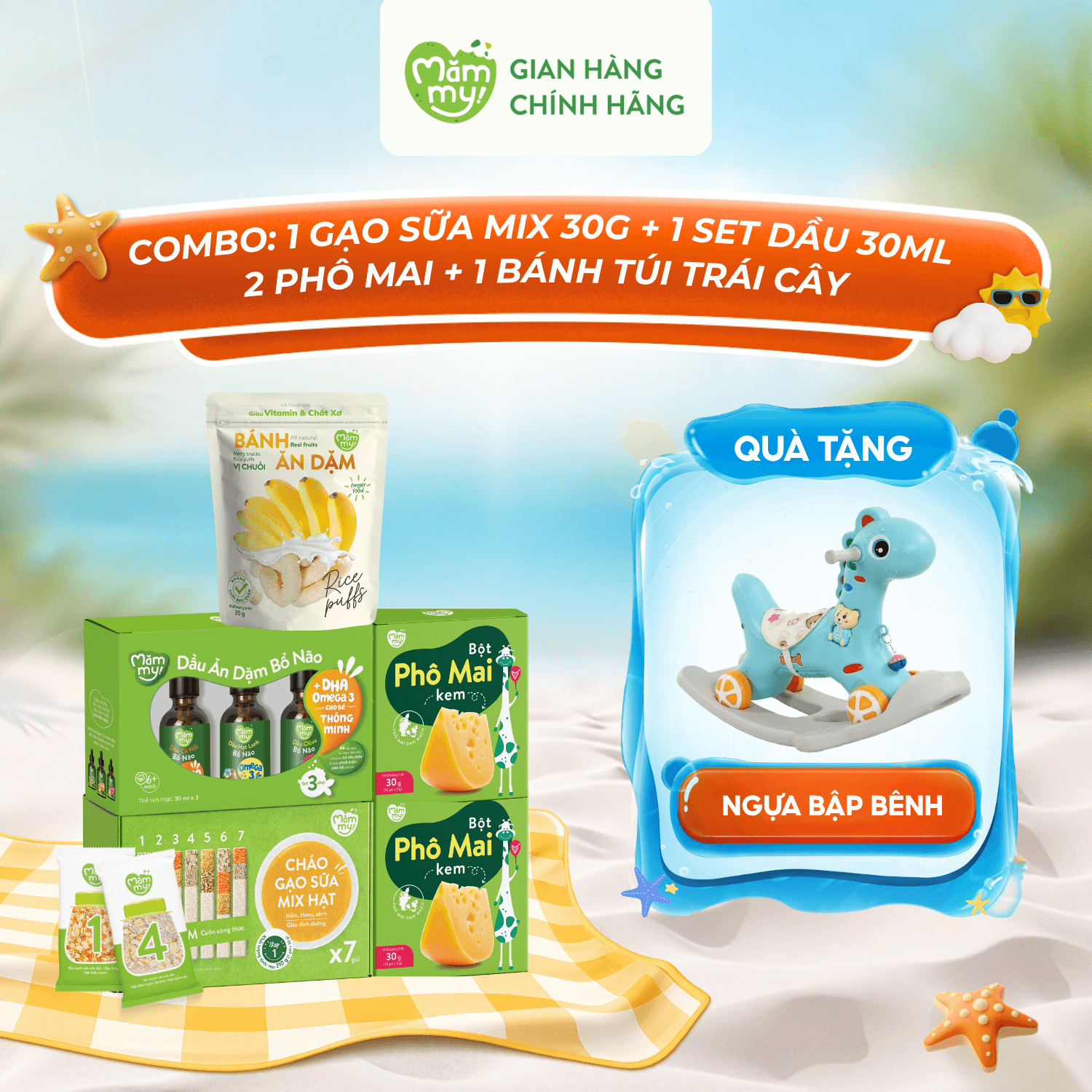 COMBO ĂN DẶM TRỌN BỘ - Tặng NGỰA BẬP BÊNH