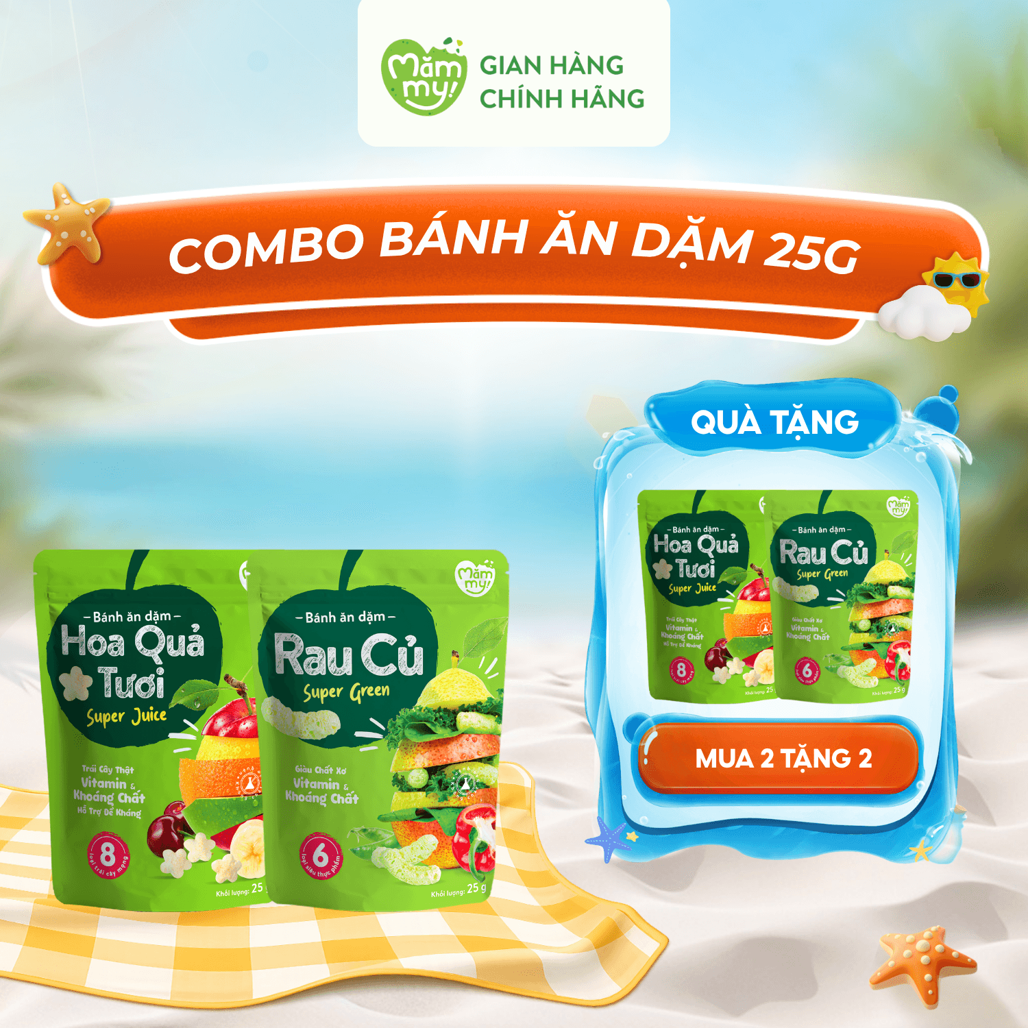Combo 2 Bánh Ăn Dặm 25G - MUA 2 TẶNG 2