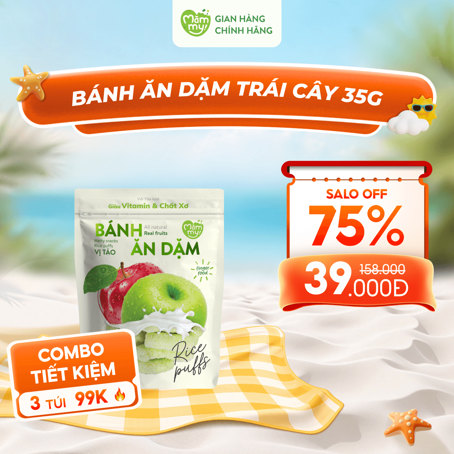 [DATE T8] Bánh Ăn Dặm Túi Trắng 35g