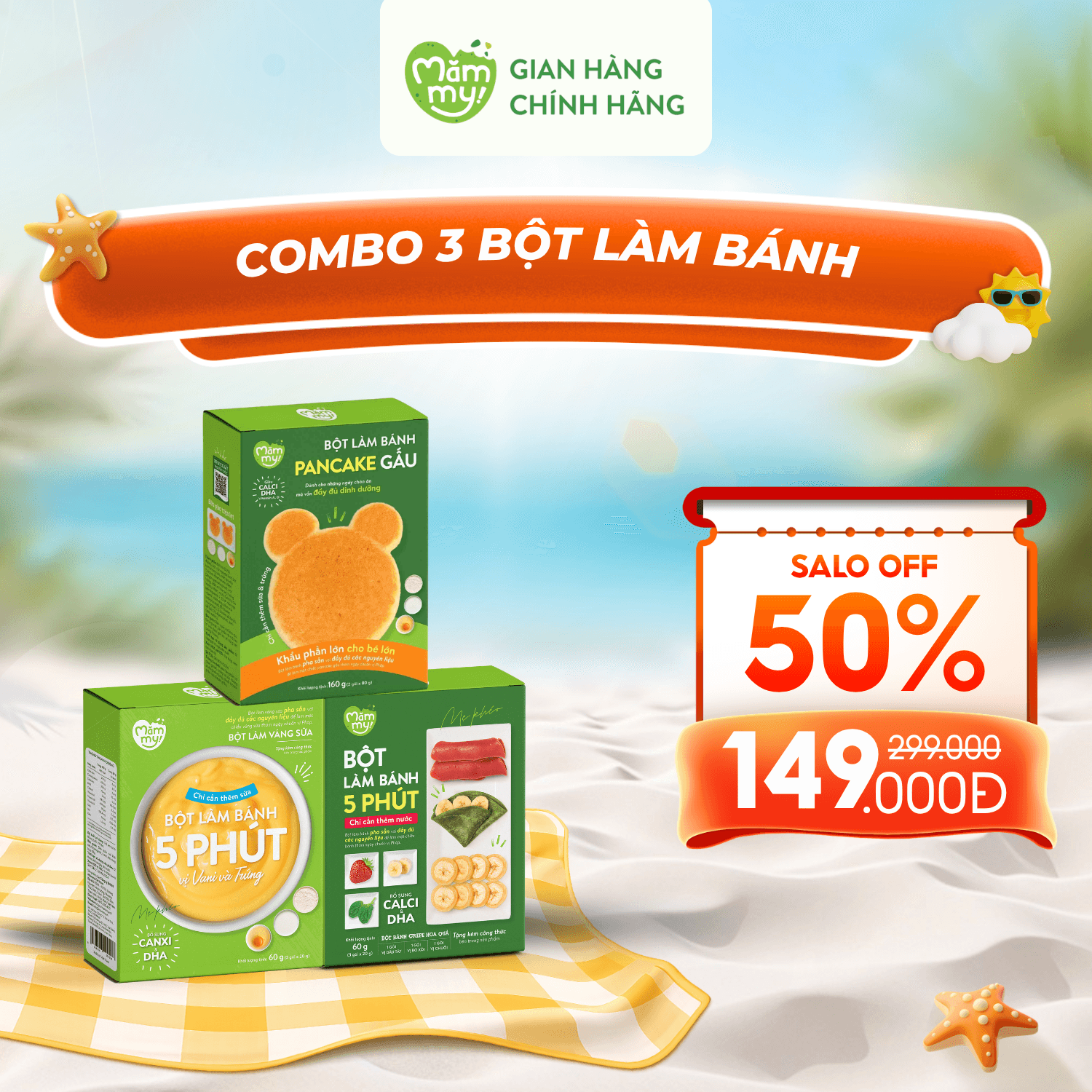 Combo 3 Bột Làm bánh (Crepe + Váng sữa + Pancake Gấu)