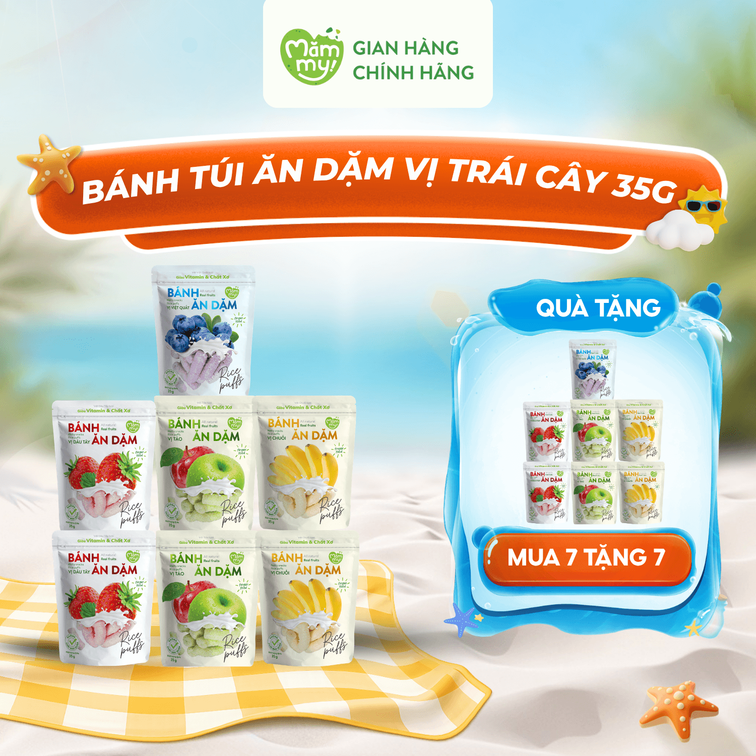[DATE T8] - [MUA 7 TẶNG 7] Bánh Ăn Dặm Túi Trắng 35g