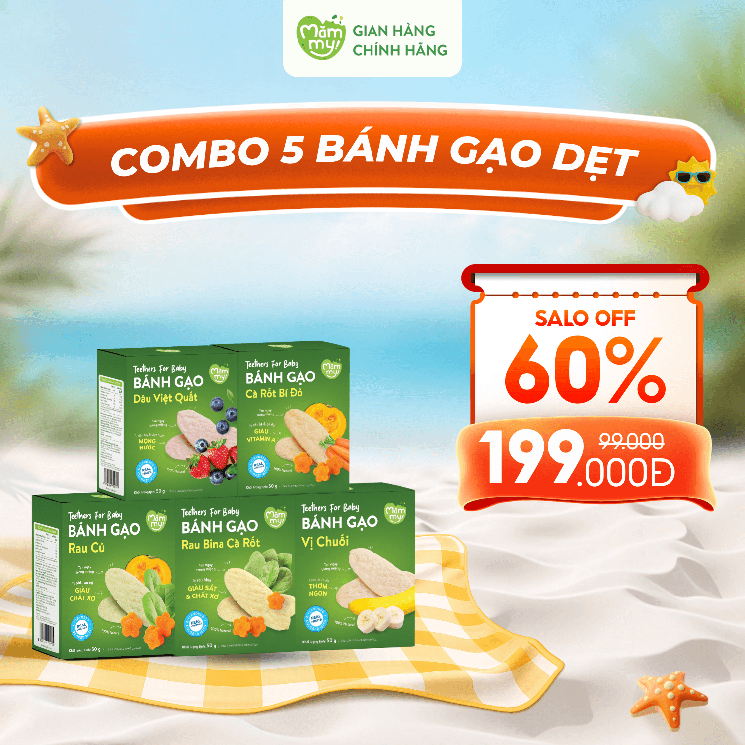 [DATE T10] Combo 5 Bánh Gạo Dẹt Đủ Vị