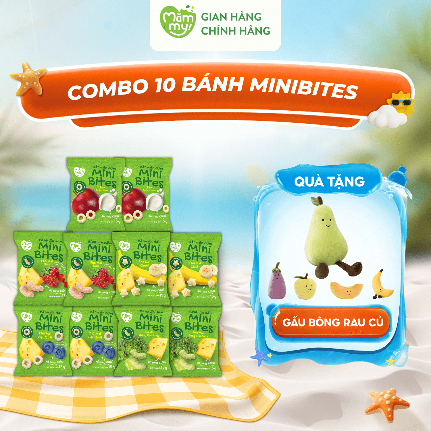 Combo 10 bánh Minibites (đủ vị) - Tặng GẤU BÔNG CHO BÉ