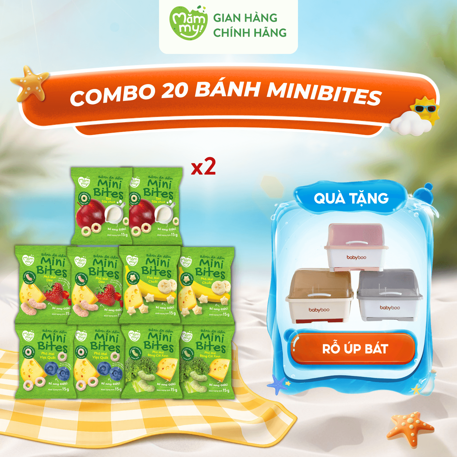 Combo 20 Bánh Ăn Dặm Minibites - Tặng RỖ ÚP BÁT