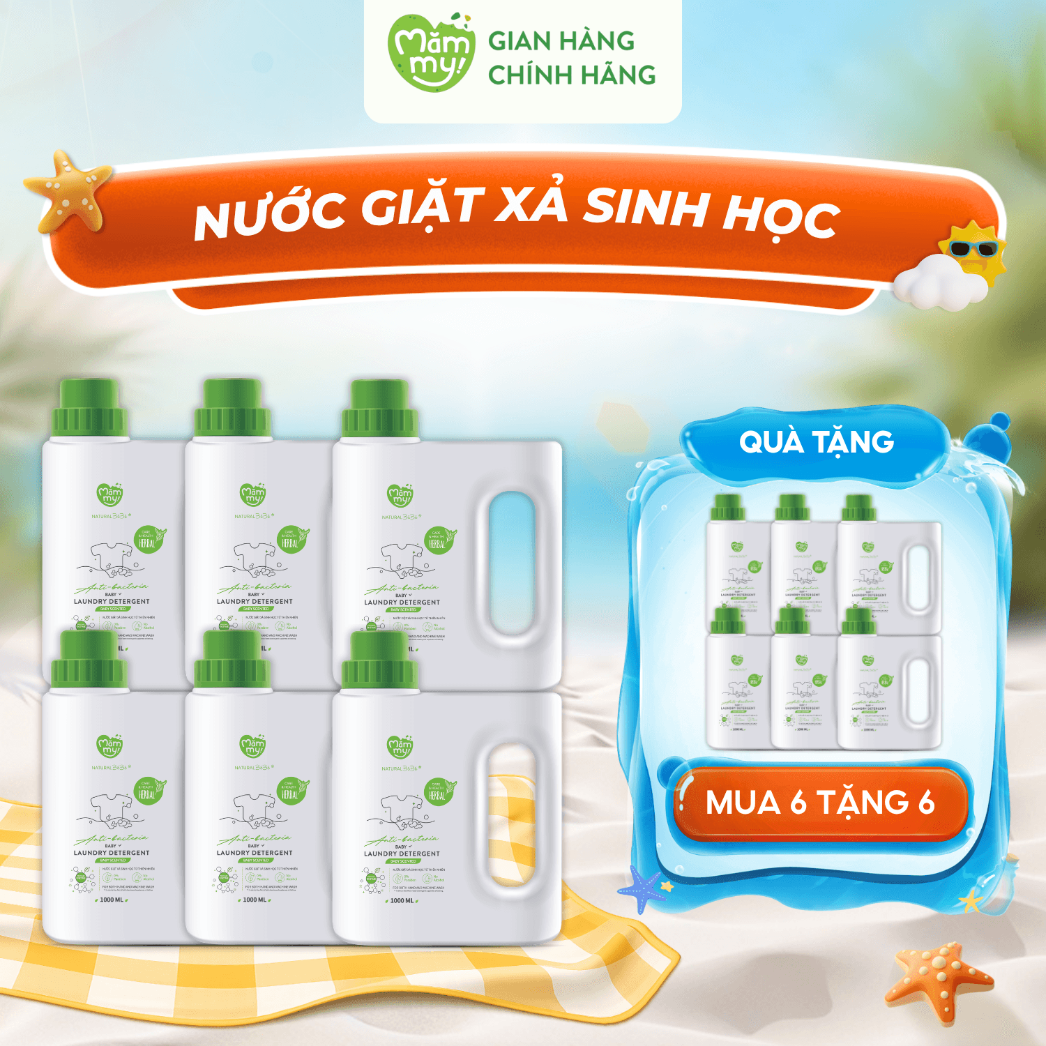 [DEAL SỐC] [MUA 6 TẶNG 6] Nước Giặt Xả Sinh Học Mămmy 1000ML