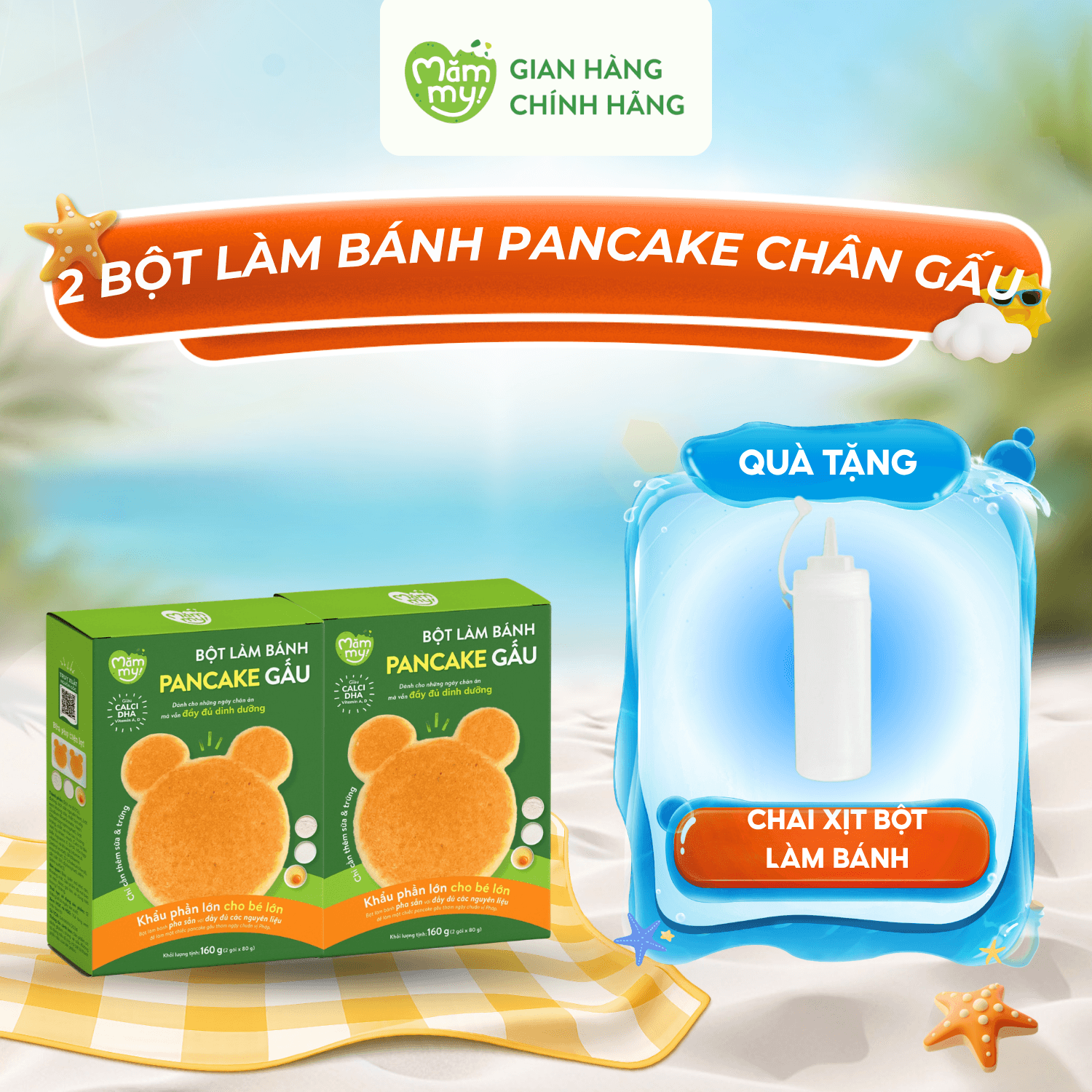 Combo 2 Hộp Bột Làm Bánh Pancake Gấu - Tặng CHAI XỊT BỘT LÀM BÁNH