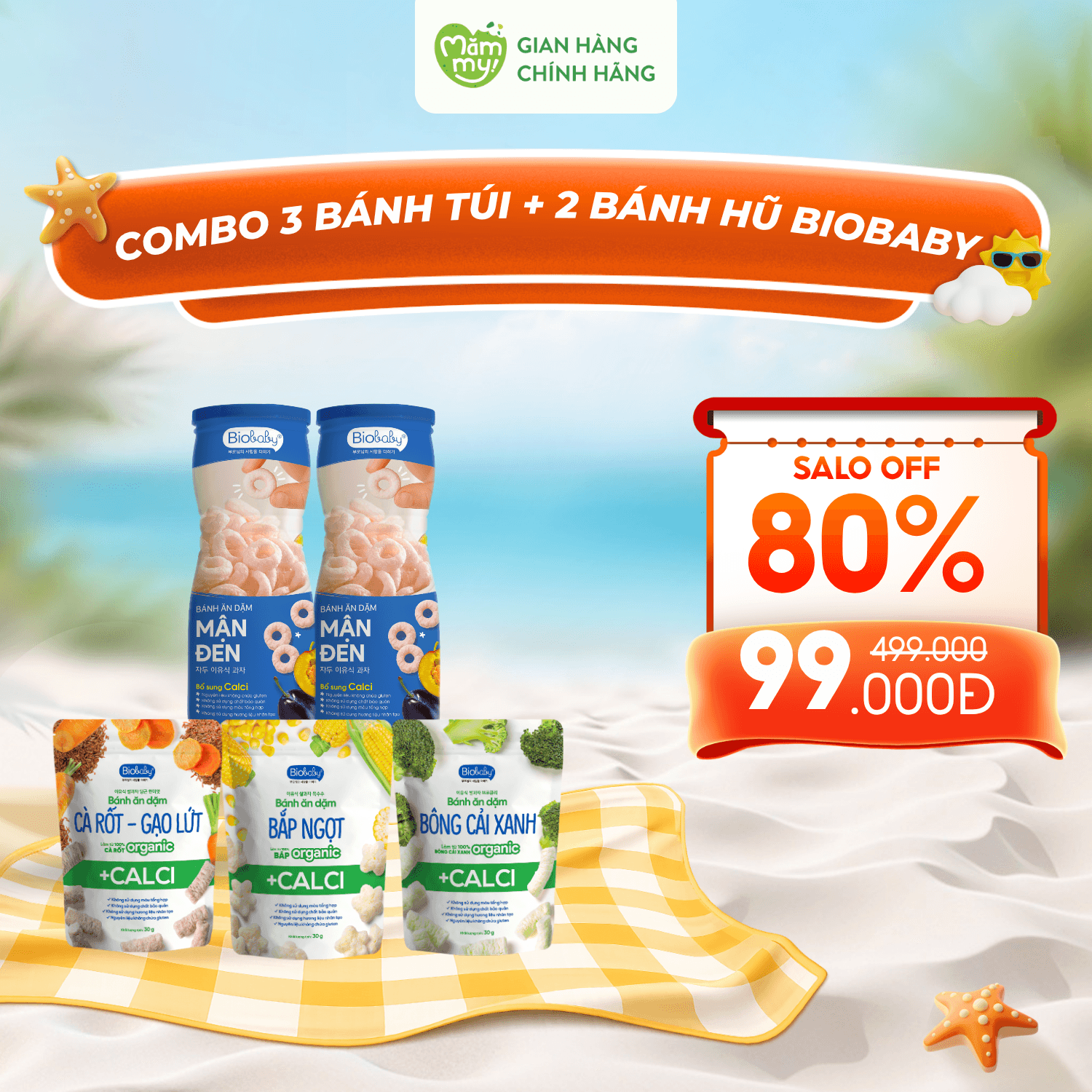 [60 - 90 Ngày] Combo 3 Bánh Túi Biobaby + 2 Bánh Hũ Biobaby
