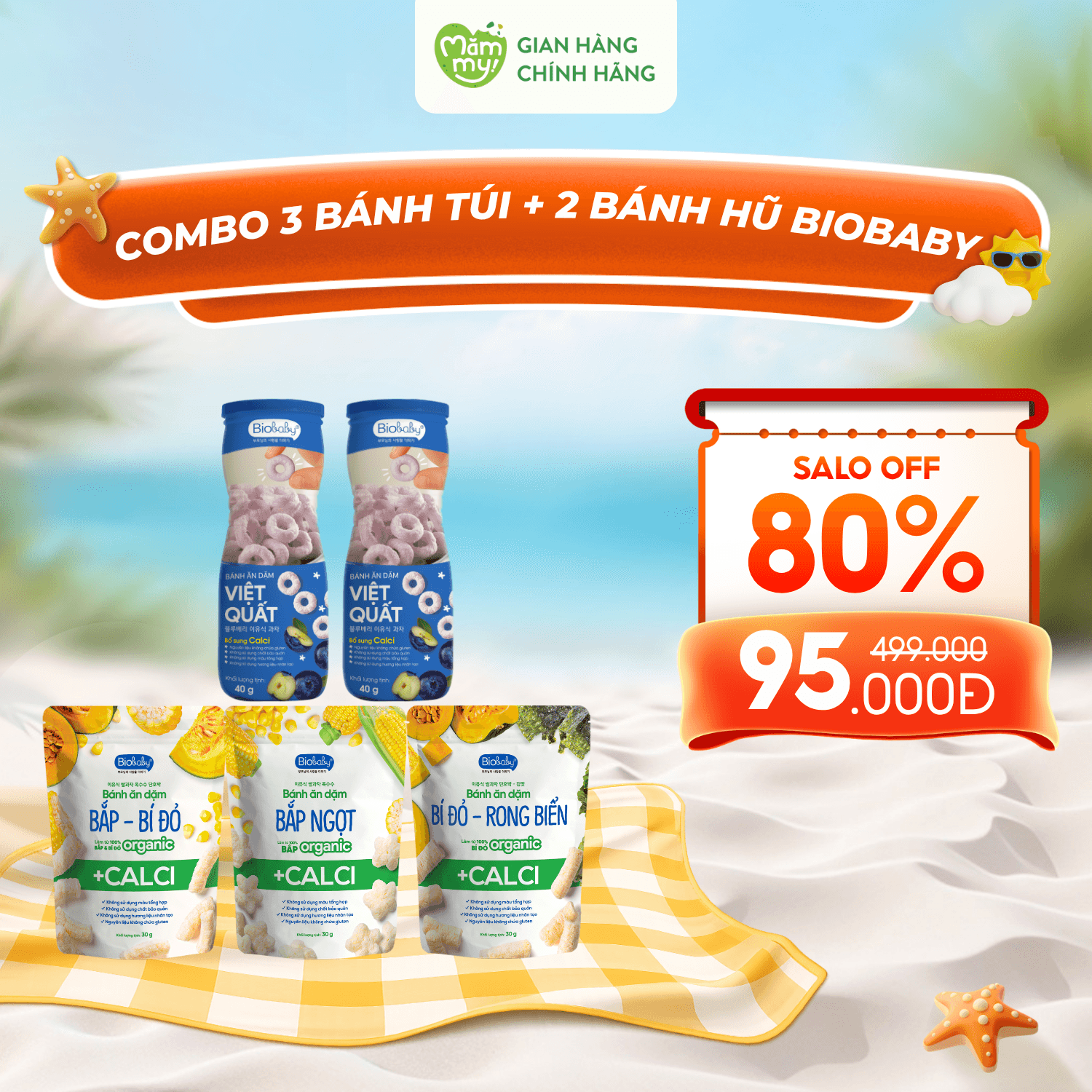 [60 - 90 Ngày] Combo 3 Bánh Túi Biobaby + 2 Bánh Hũ Biobaby