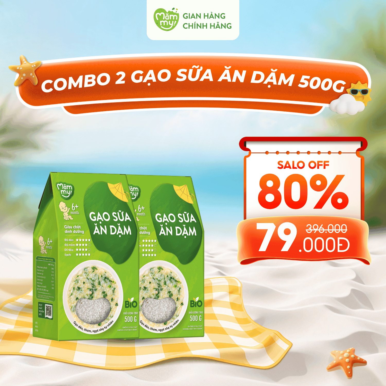 [ 45 - 60 Ngày] Combo 2 Gạo Sữa Ăn Dặm Hộp 500g