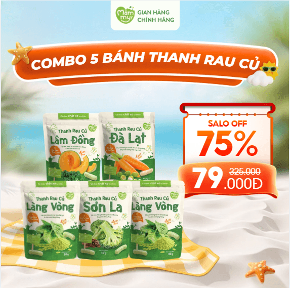 [30-60 NGÀY] Combo 5 Bánh Ăn Dặm Thanh Rau Củ 30g