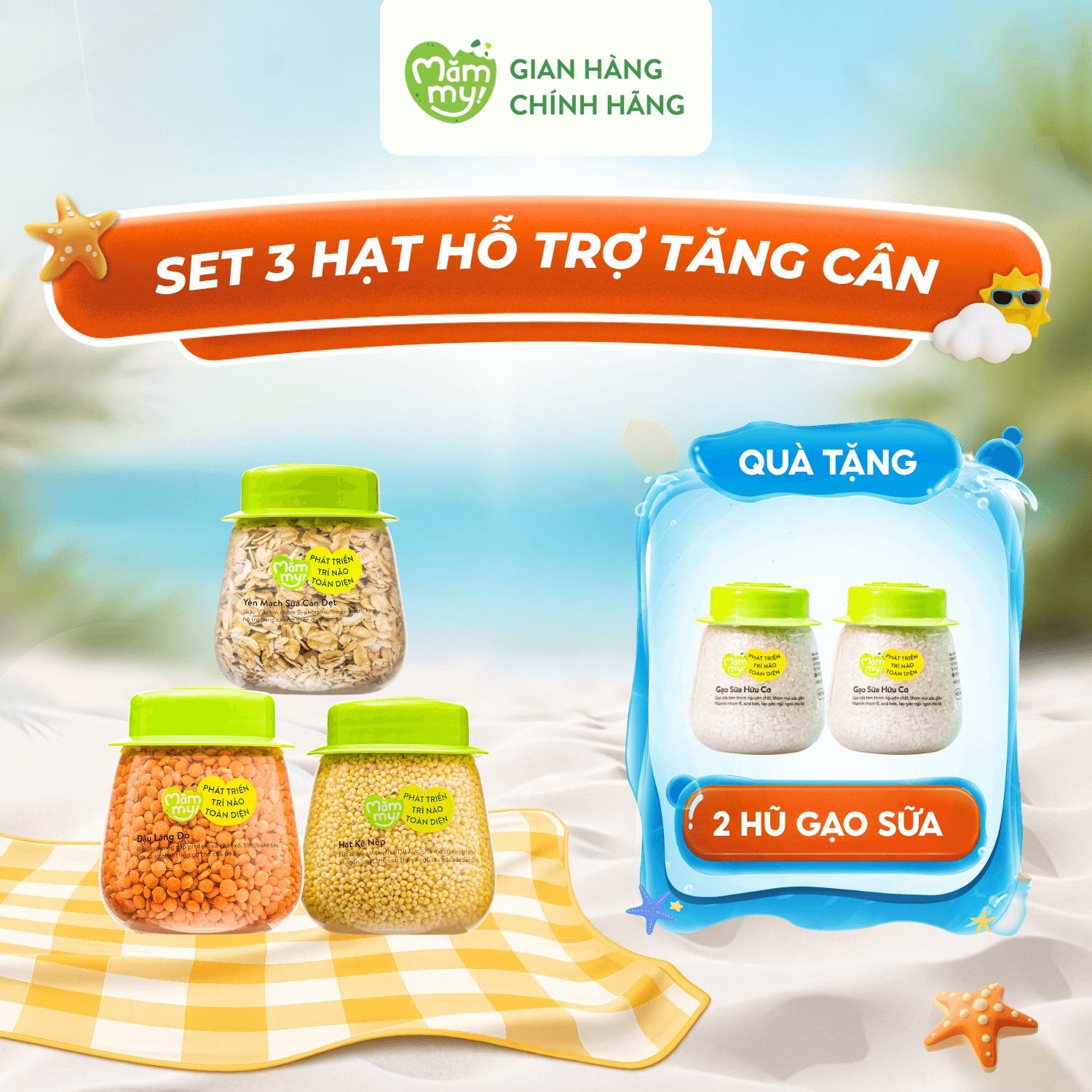 Set 3 hũ hạt yến mạch, hạt kê nếp, hạt đậu lăng đỏ - Hỗ trợ  tăng cân
